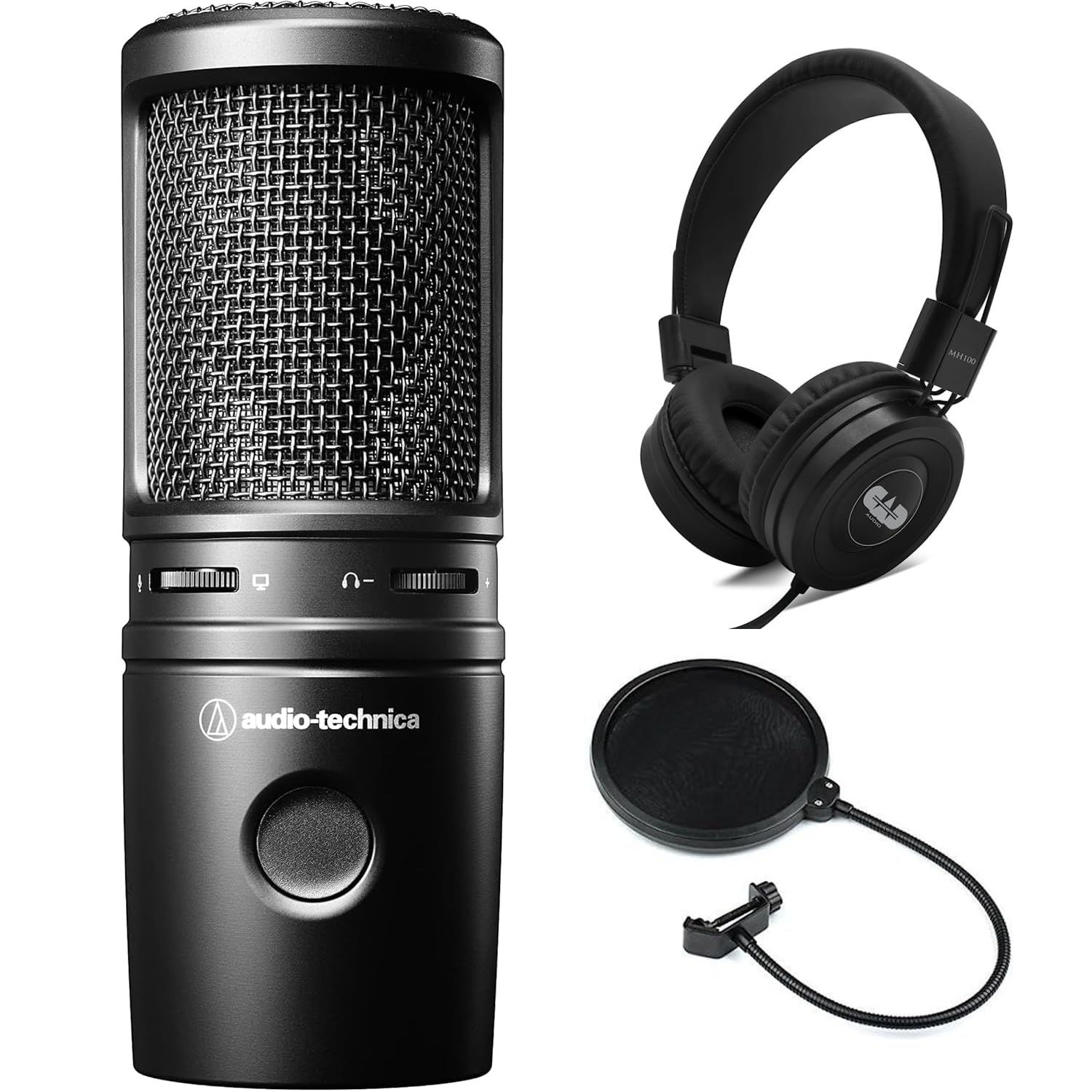 Briskdrop Audio-Technica AT2020USB-X Cardioid Condenser USB Microphone - Bundle with Pop Filter and Closed-Back Studio Headphones-image-5