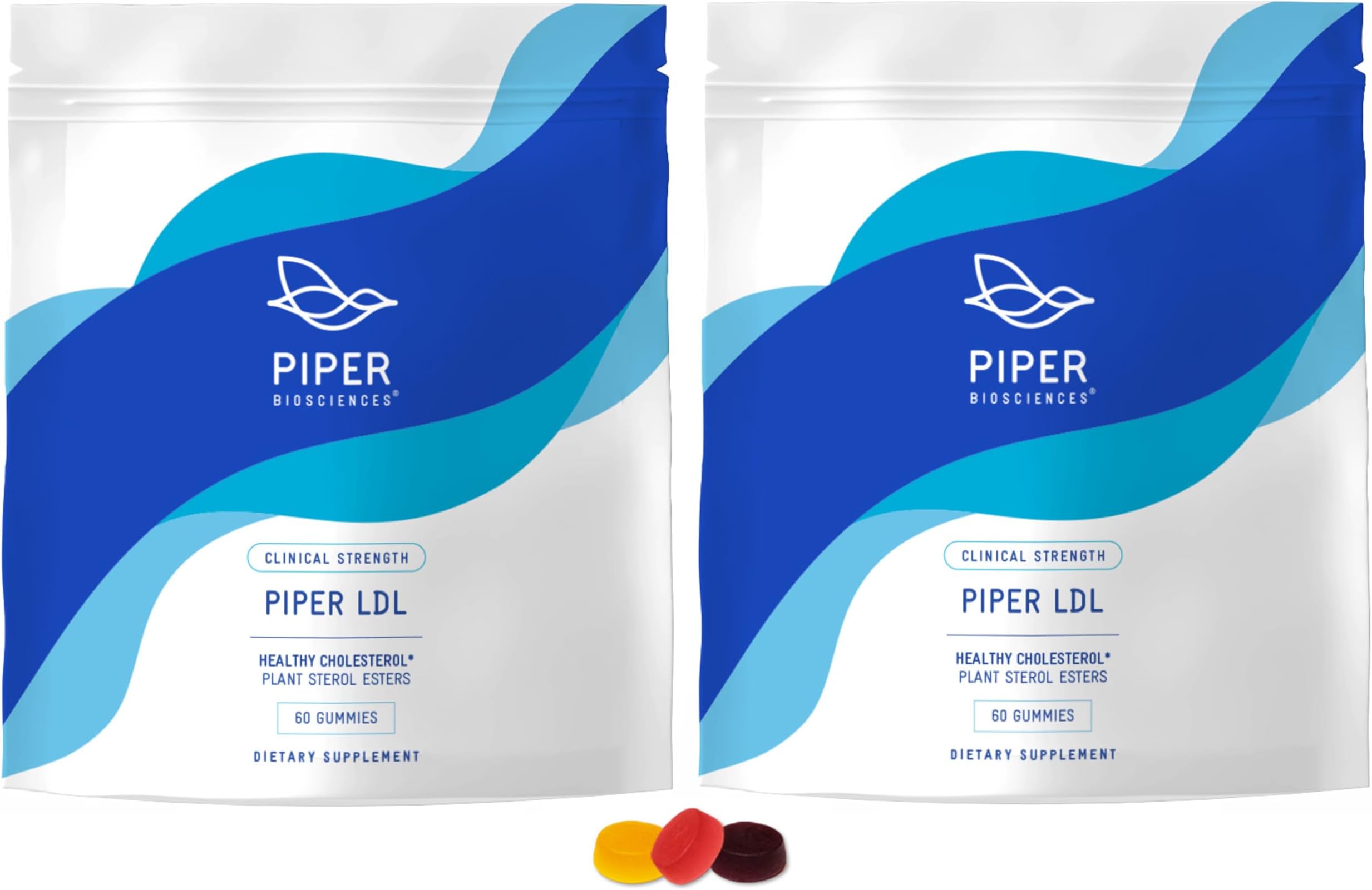 Piper LDL Clinical Strength Healthy Cholesterol Gummies (2280 mg Plant Sterol Esters Per Day): Two Packs Each with 60 Gummies, Vegan, 30 Day Supply