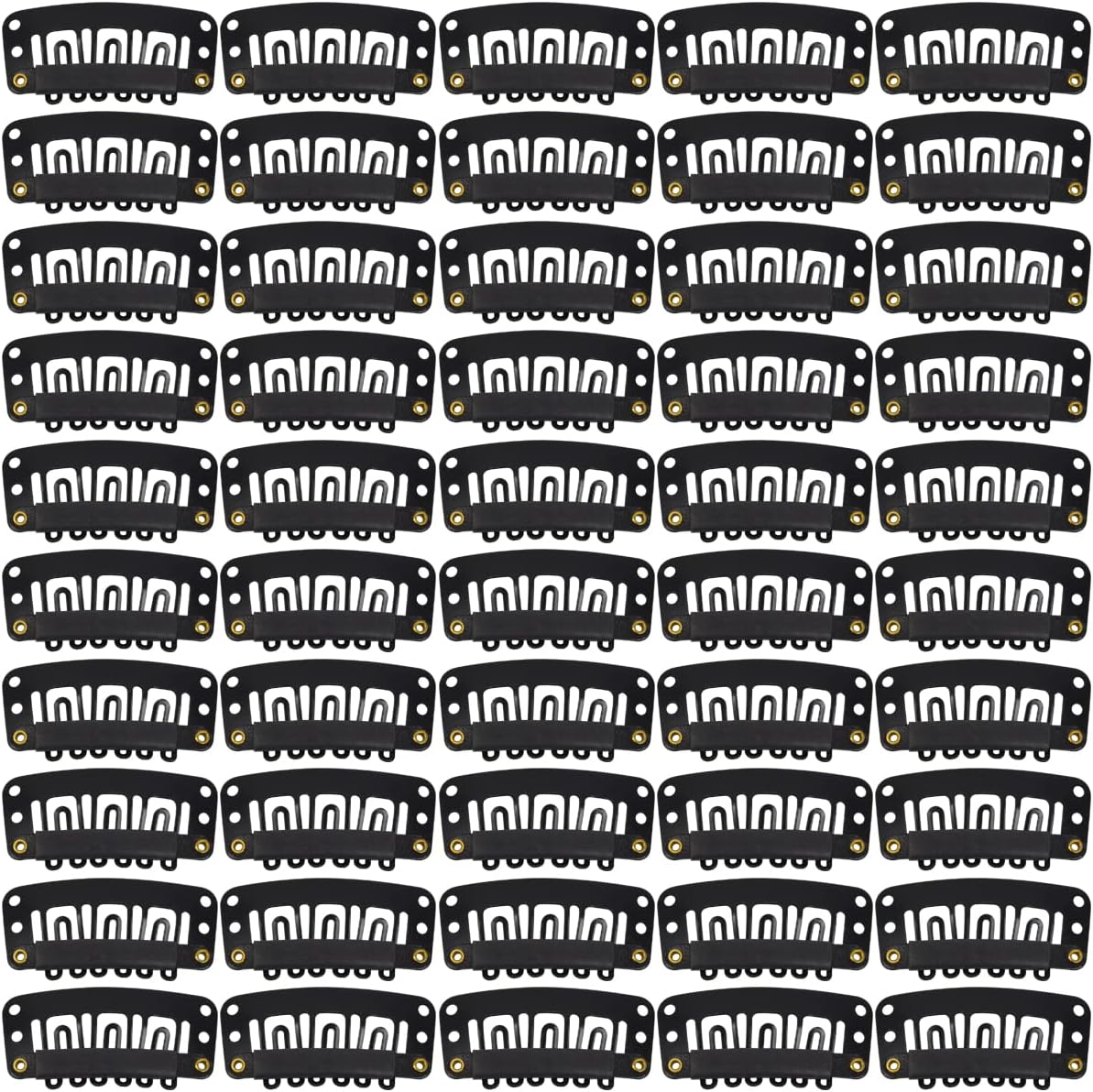 50 Pcs Metal UShape Snap Clips 32mm 6Teeth Hair Extensions Clips Wig