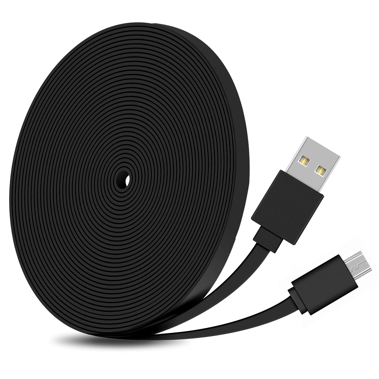 26ft Extension Power Cable for Neos SmartCam, Nest Camera Indoor, YI Camera, Blink Camera Indoor, WyzeCam Pan/WyzeCam Pan v2, Netvue, Arlo Q etc,USB Flat Charging Cable for Surveillance Cameras,Black