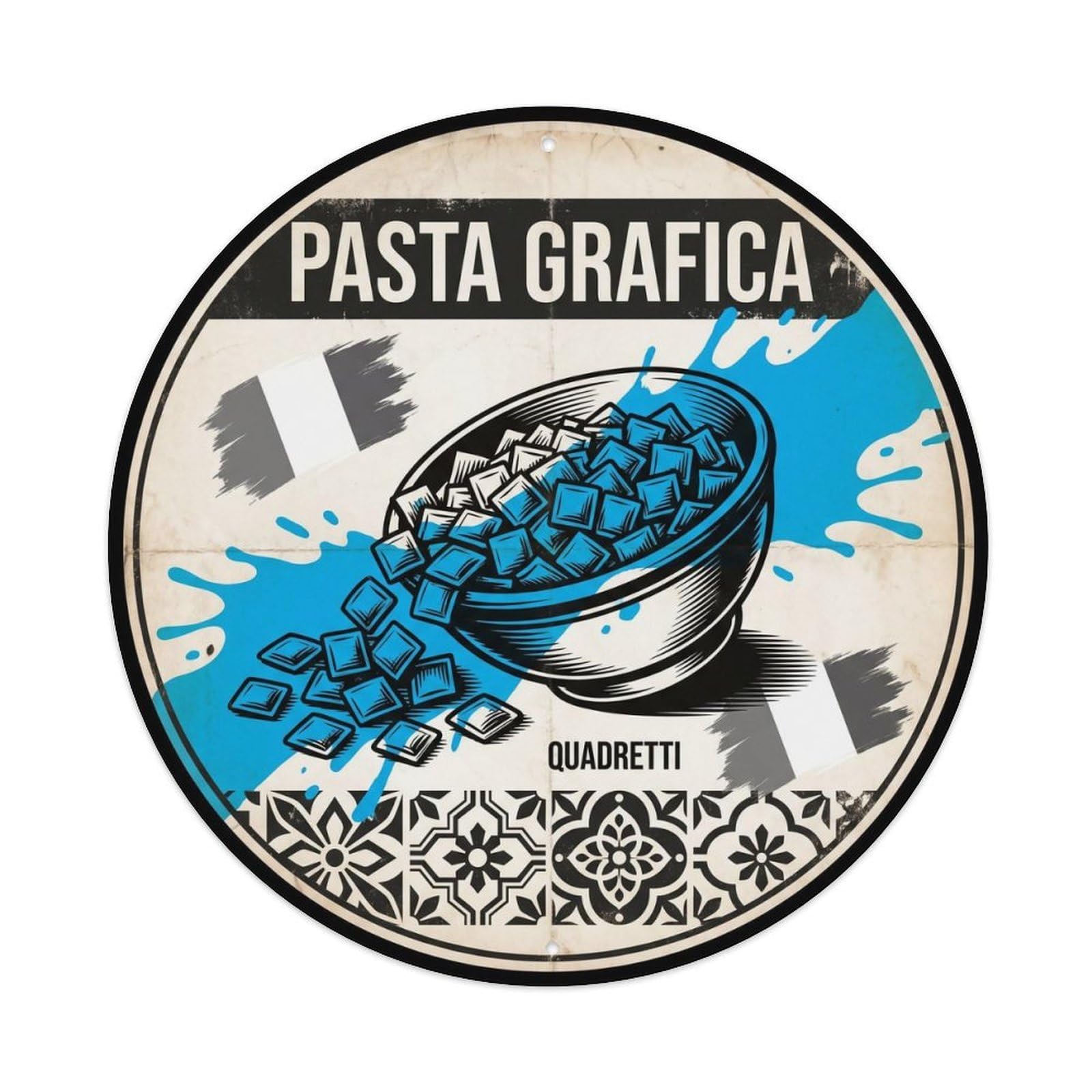 Pasta Dish Monochrome Italian Food Market Metal Tin Sign