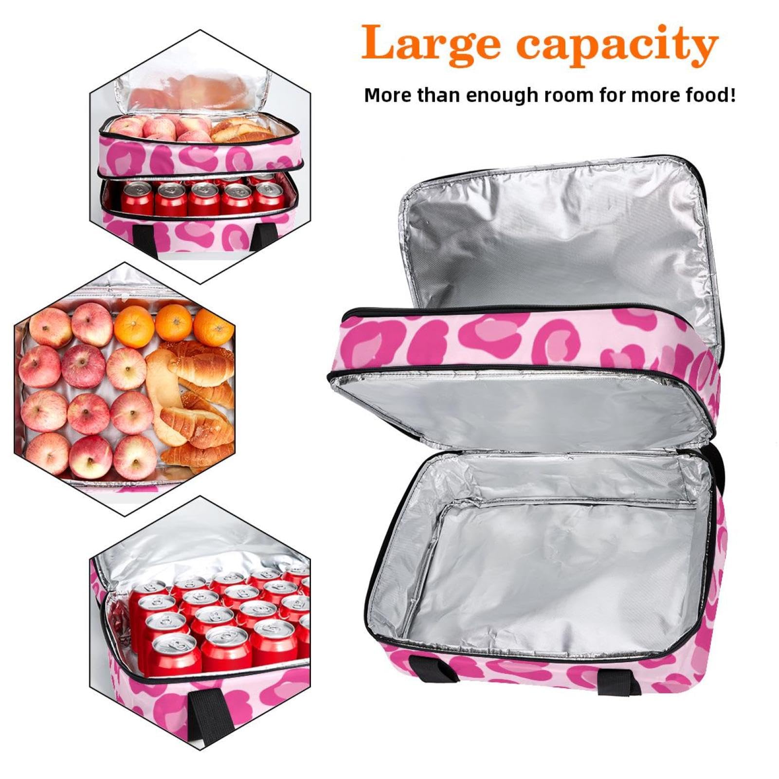 Grand sac à déjeuner isotherme pour homme et femme, double couche, étanche, étanche, réutilisable, sac fourre-tout pour le travail, l'école, le pique-nique, la plage, le camping, les voyages, motif