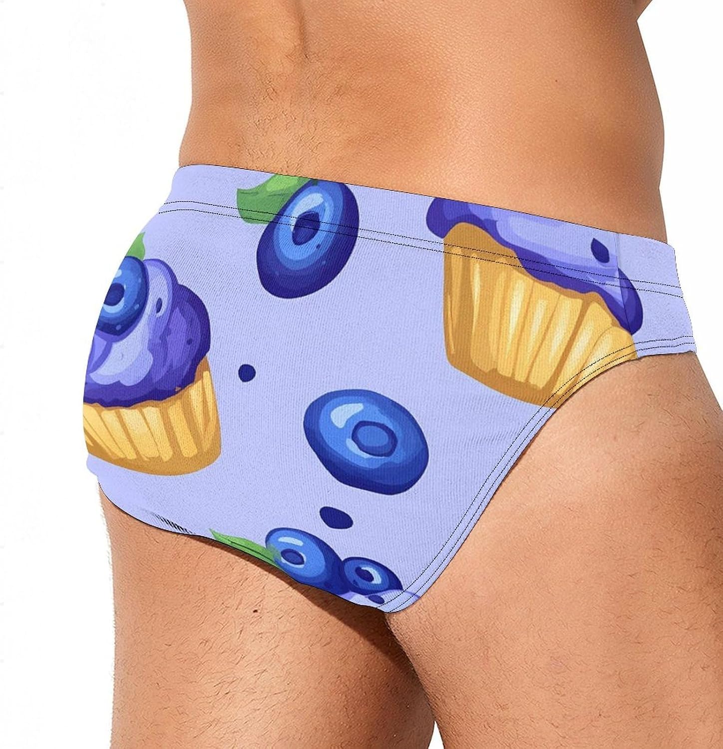 Blueberry Muffin Cupcakes Mens Swim Briefs Print Bikini Swimwear Sport Swimsuit Surf Shorts Trunks