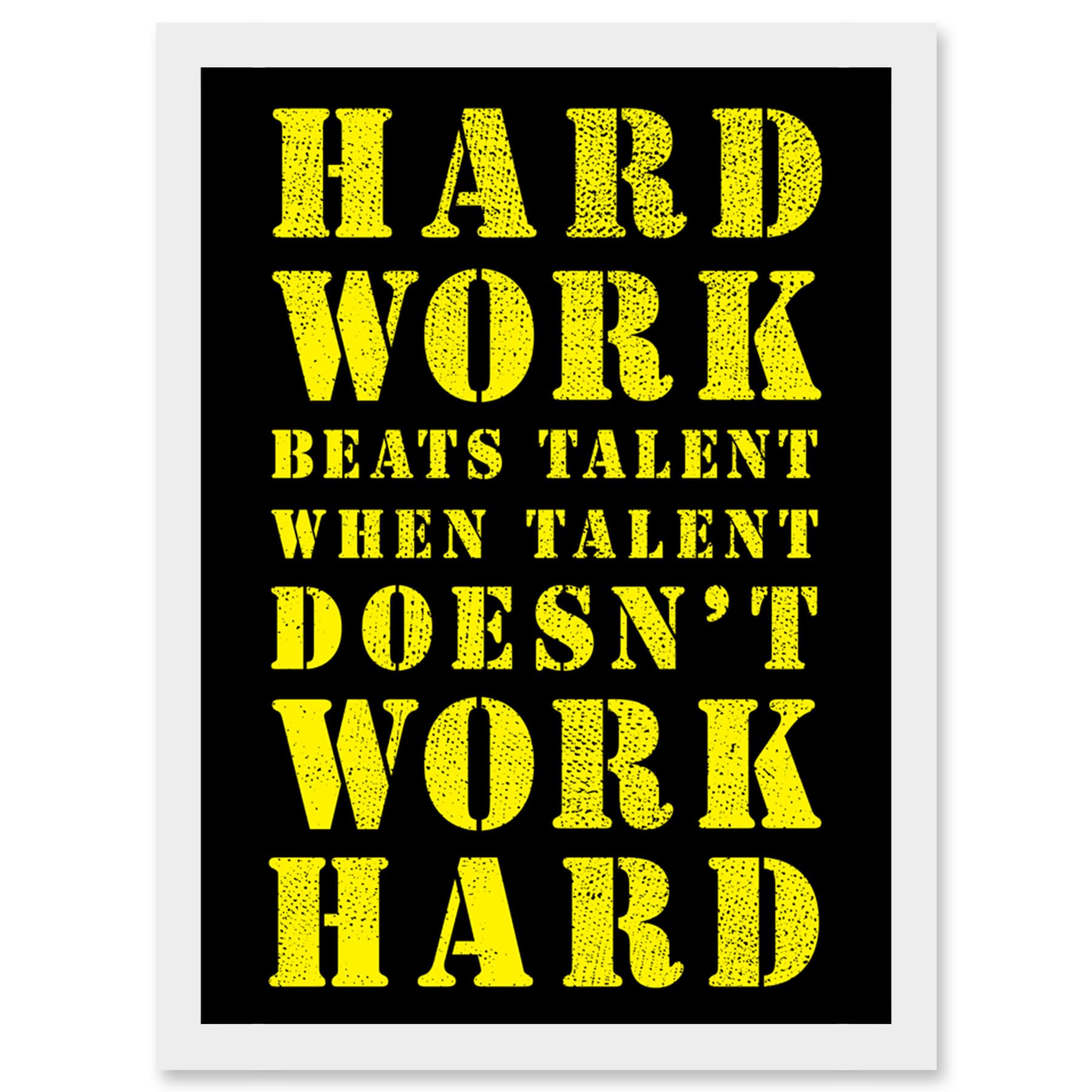 Artery8 Exercise Motivation Hard Work Beats Talent Inspirational Gym Wall Art Artwork Framed Wall Art Print A4