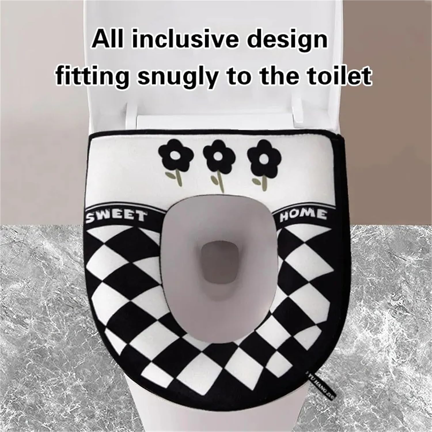 Bathroom Toilet Seat Cover Soft Winter Warm Plush Pad Washable Toilet Seat Cushion Seat Cushion Warm Cover(Grey-1)