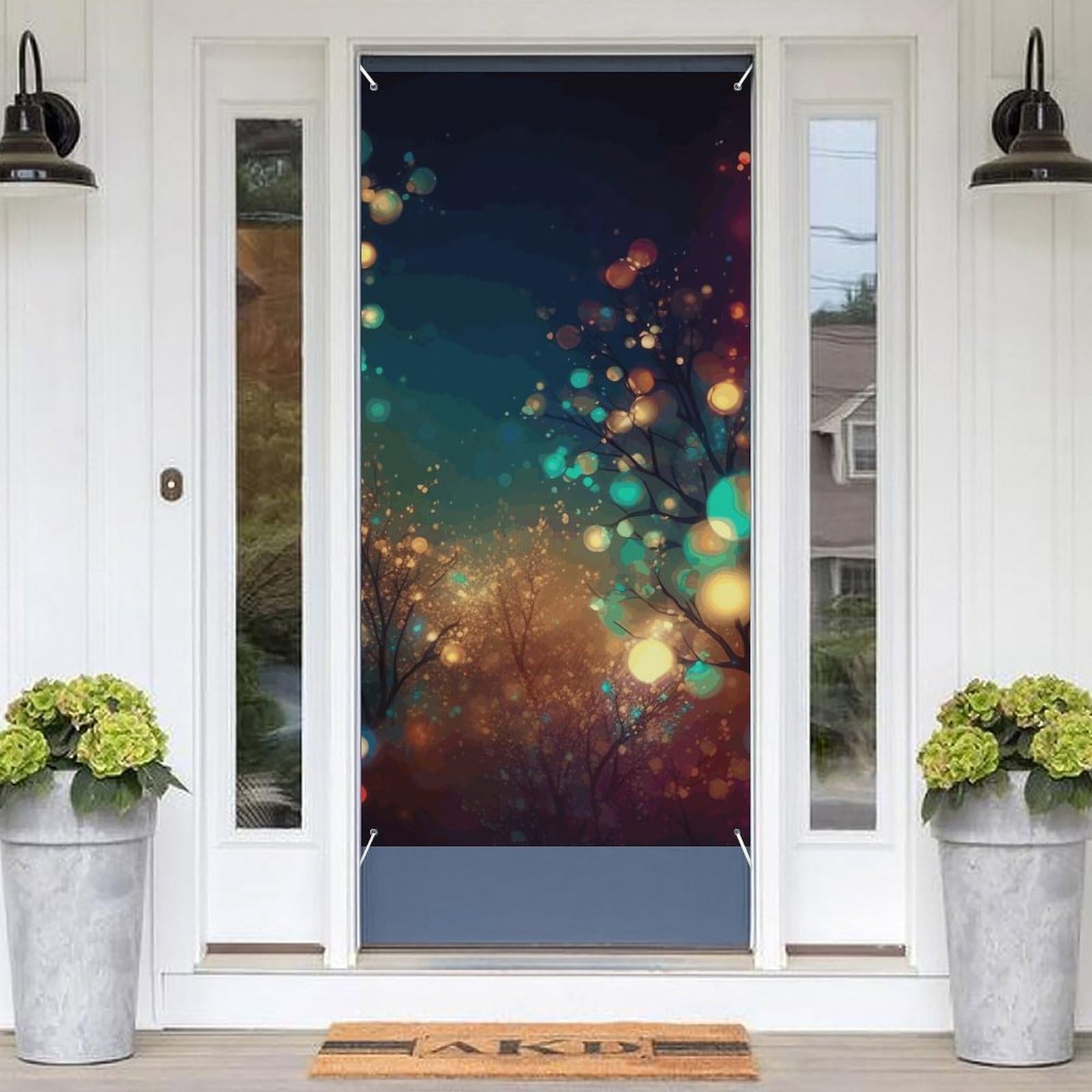 KLOPH Door Cover Decoration Welcome Door Banner Porch Sign Photo Background Doors Curtains for Doorway Privacy Window Curtain Colorful Background Porch Cover Indoor Outdoor Decor 70.9x35.4in