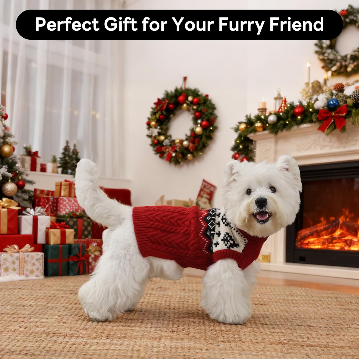 Dog Sweaters, Turtleneck Pullover Cable Knit Dogs Clothes, Cute Soft Pet Sweater Vest for Male Female, Puppy Doggy Chihuahua Poodle Yorkie Pomeranian Boy Girl Pet Clothes, Red, S
