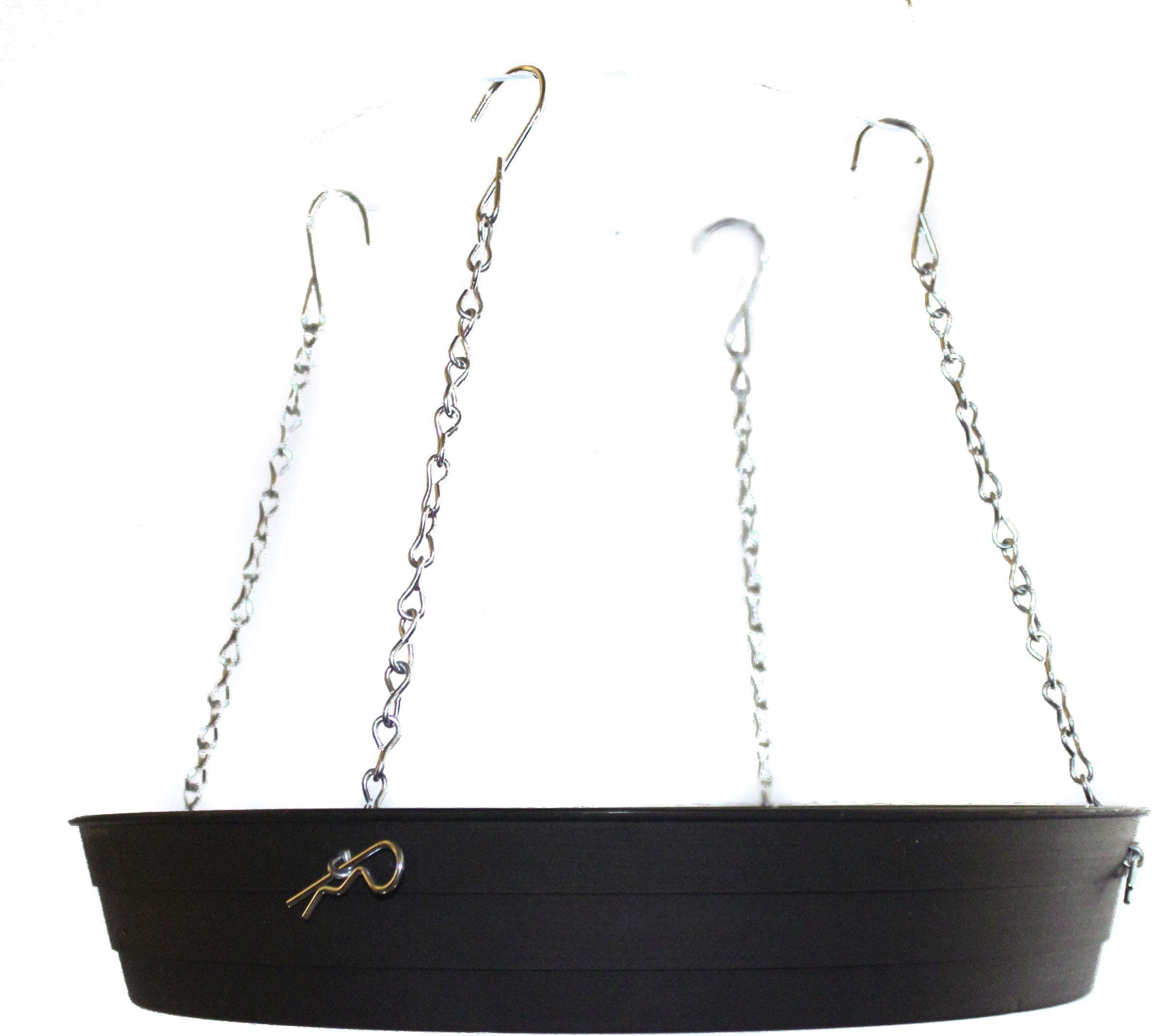 Bird Seed Catcher Tray and Platform Feeder for Backyard Garden with Adjustable Length Chains (14" Wide Black)