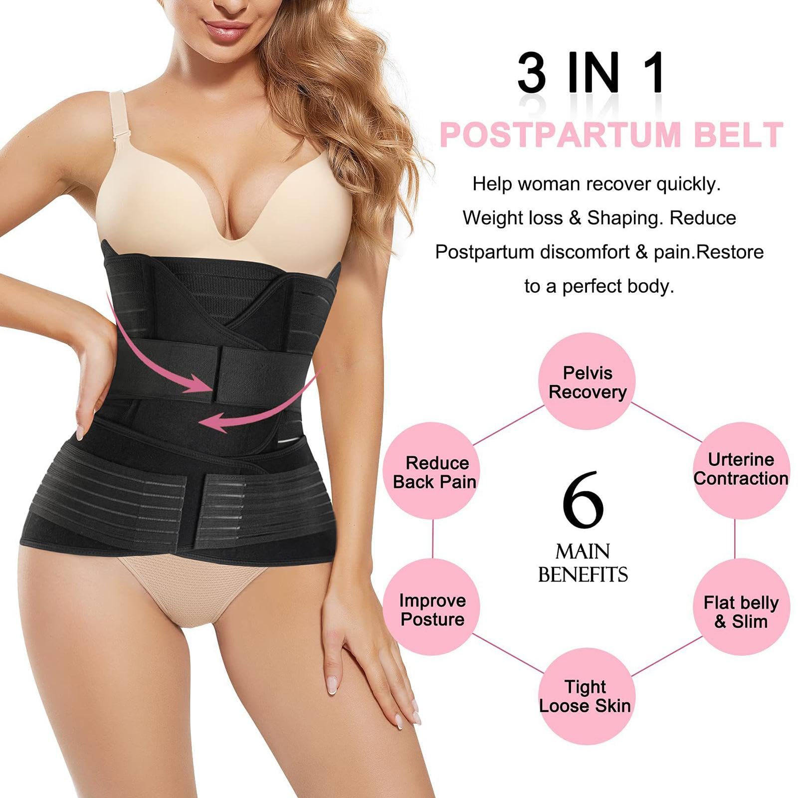 Taillentrainer Damen Sport Bauchgurt Modelliergürtel Körpergürtel Polyester Strapazierfähig mit Pelvis Unterstützung für Training Bodybuil