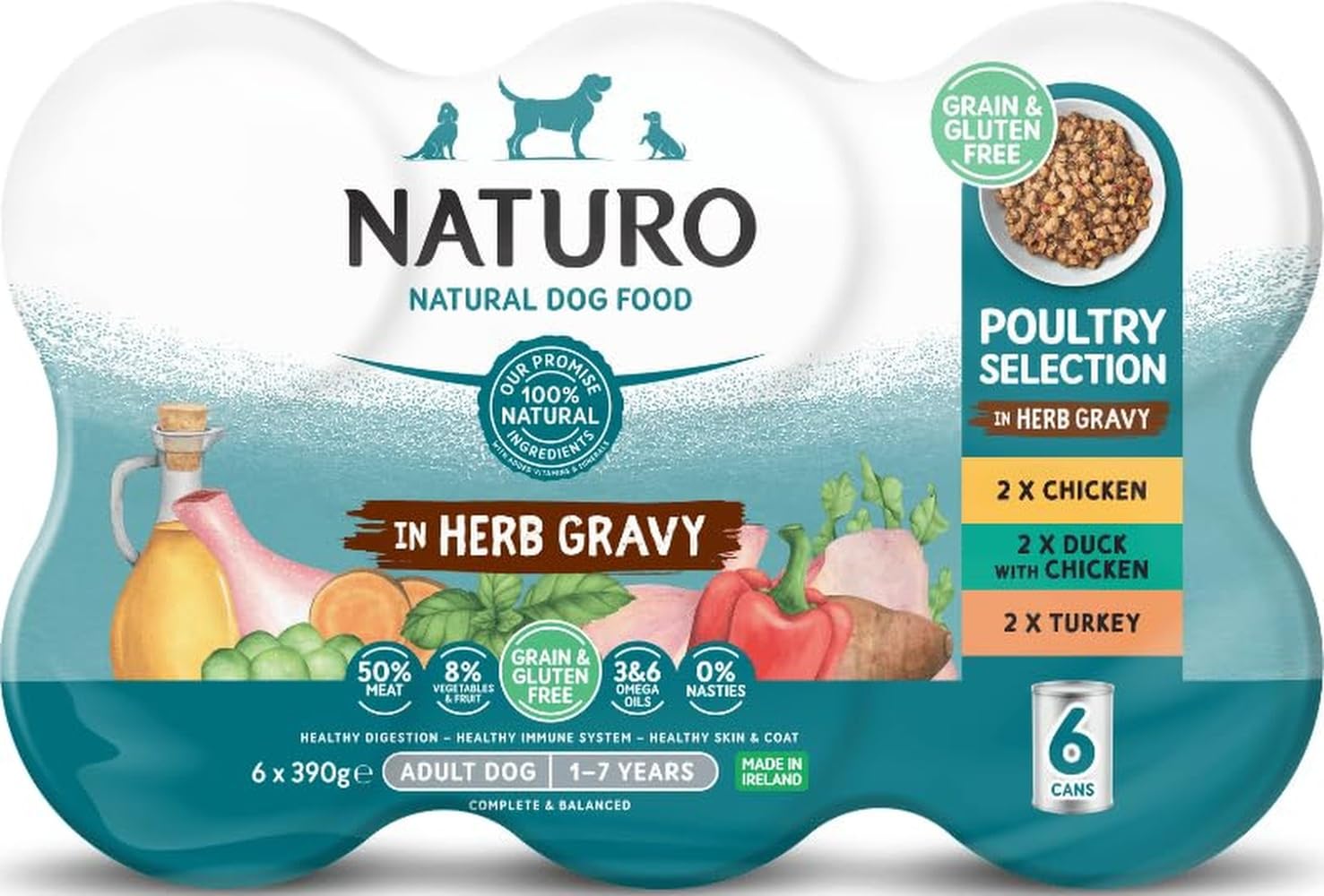 Naturo Adult Dog Variety Pack, 6x390g