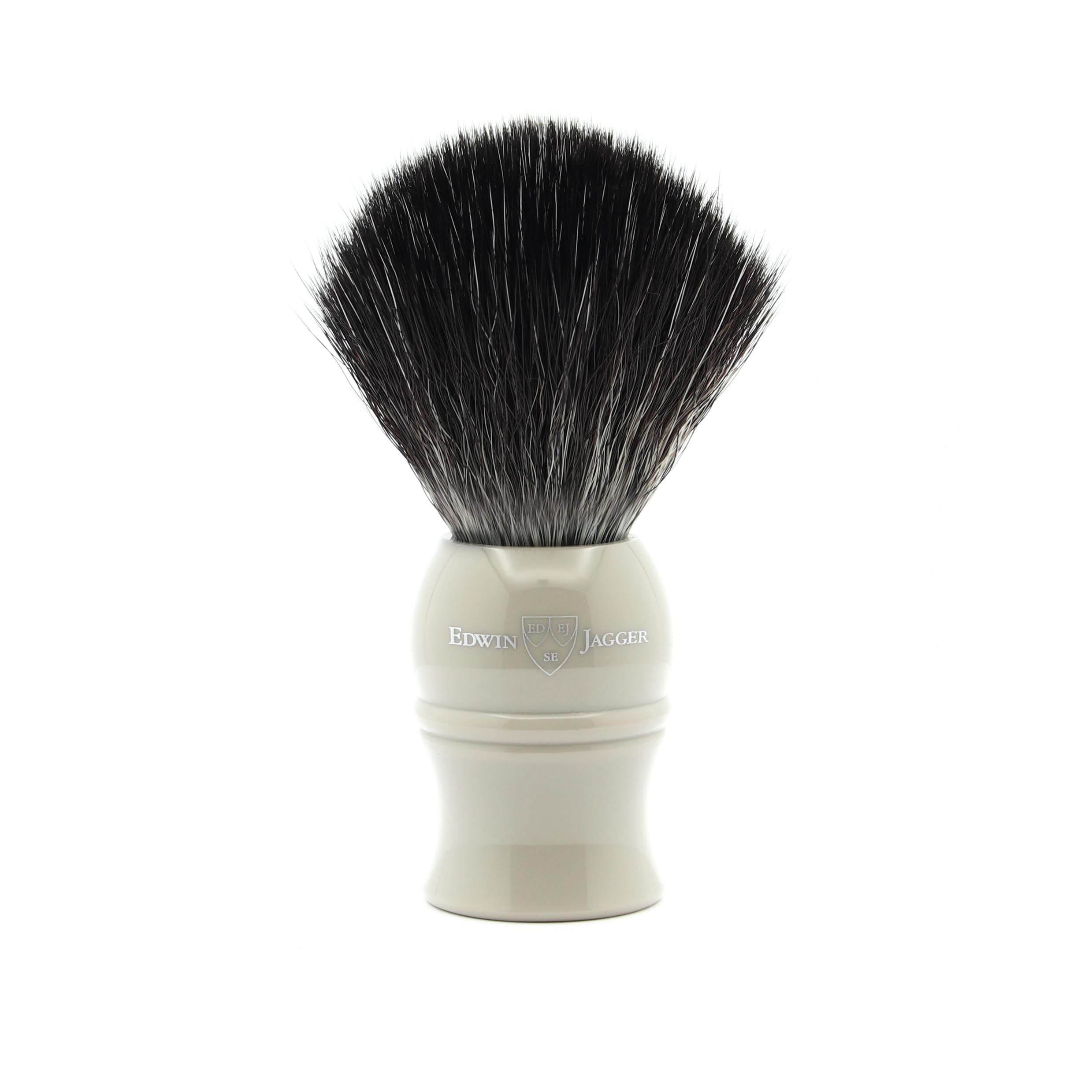 Edwin Jagger 1EJ339SYN Classic Black Synthetic Fibre Eco-Friendly Vegan Exfoliating Shaving Brush for Shaving Cream or Shaving Soap for Men and Women (Grey), Medium, Gray