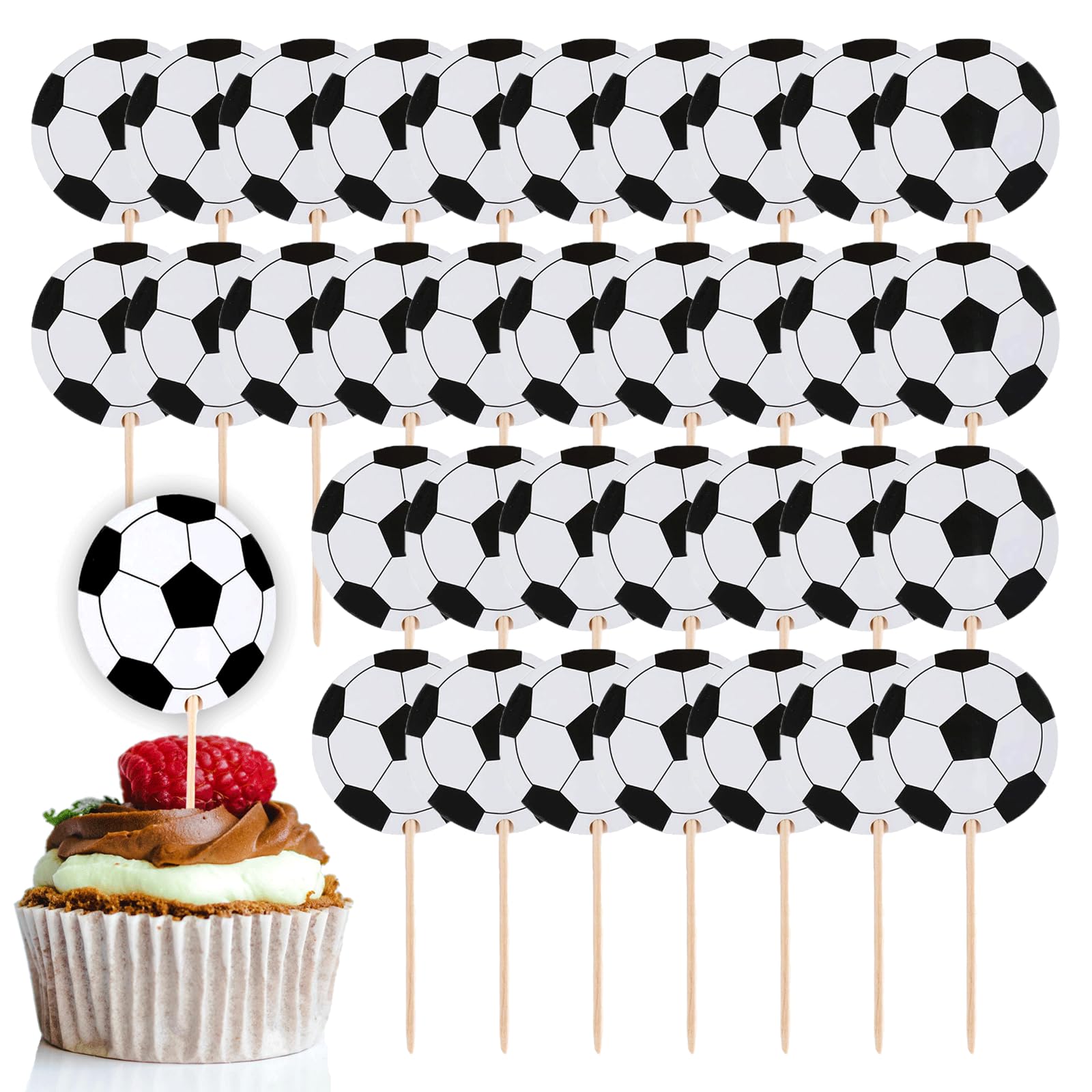 32-Piece Football Cupcake Toppers - Rugby Player Theme Party Decorations