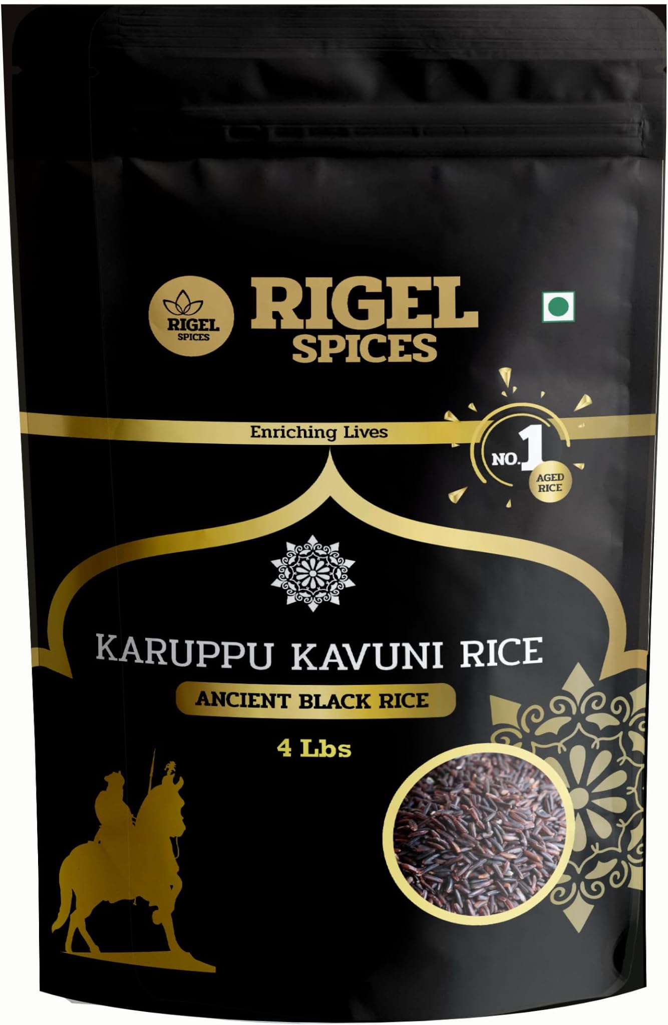 Rigel Spices | Karuppu Kavuni Black Rice (4 Pounds) | KINGS RICE | GLUTEN FREE | Ancient black rice