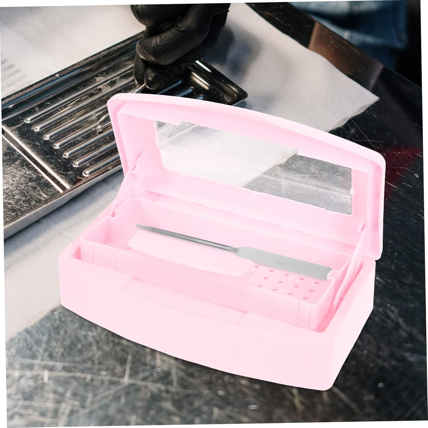 Manicure Box Tray Lightweight Nail Art Tool Organizer for Salon and Home Use and Storage Case Nail Clipper Container