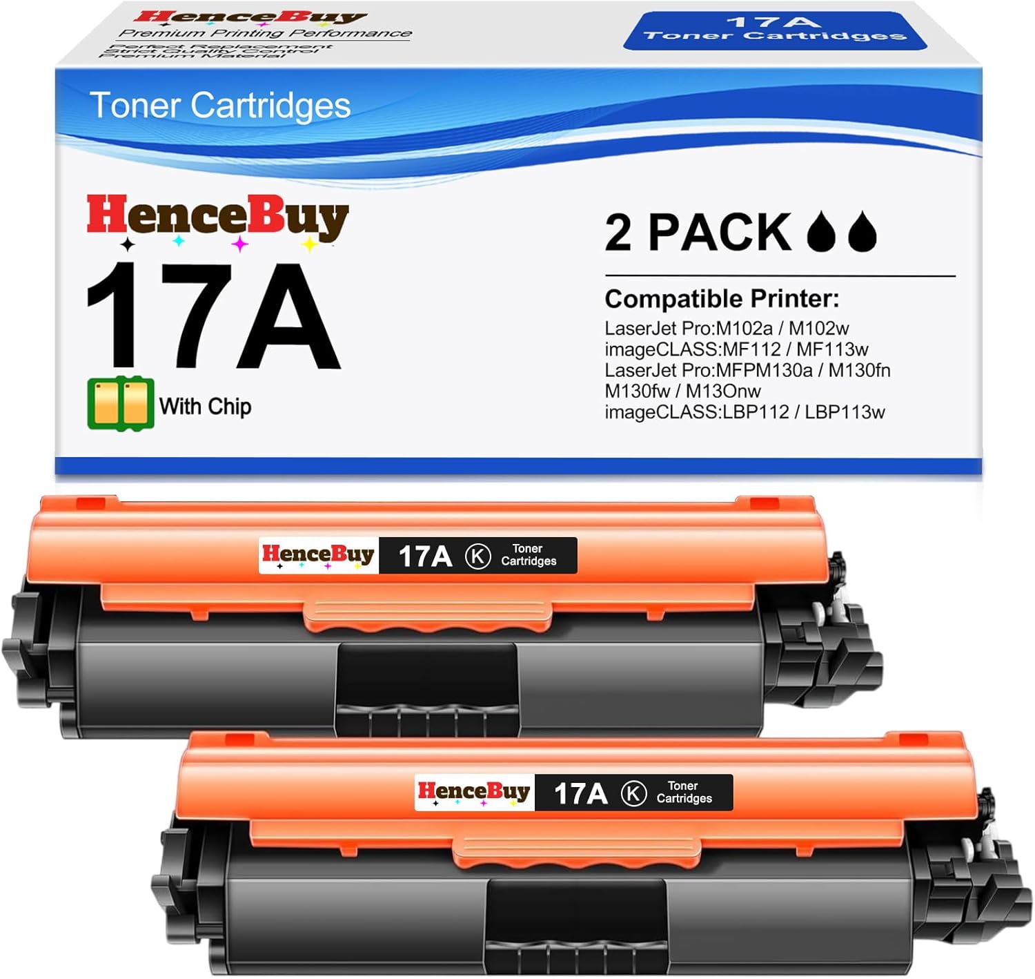 17A Toner Cartridge Replacement for HP 17A CF217A Black Toner Cartridge Compatible with HP LaserJet Pro M102w M130nw M130fw M130fn M102a M130a Pro MFP M130 M102 Series Printer (2 Black)