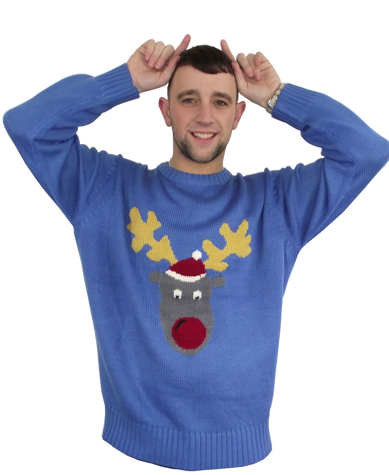 Biraz Men's Blue Christmas Jumper Reggie Reindeer ( Small ) ( )