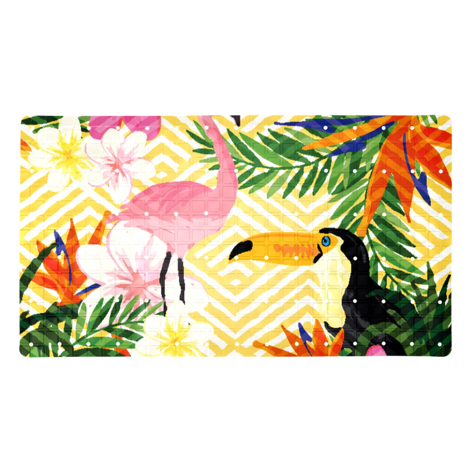 Tapis de douche antidérapant Flamingo pour salle de bain tropique