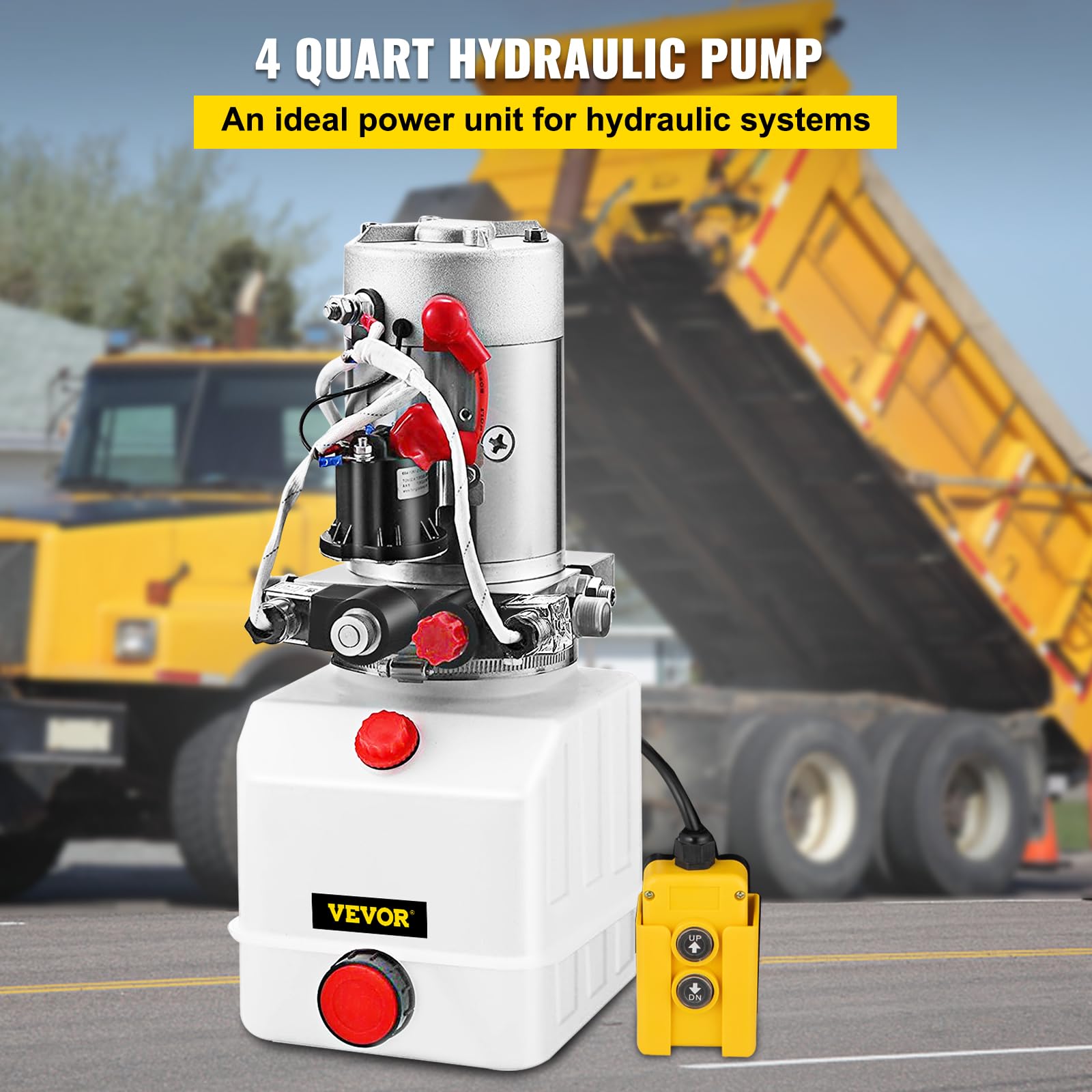 Hydraulic Pump Electric Hydraulic Pump 4 Quart Double Acting Plastic Reservoir for Dump Trailer