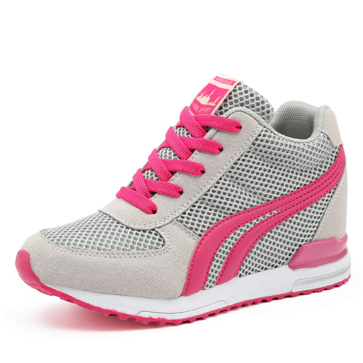 TQGOLD Tênis feminino plataforma anabela cano alto cadarço aumenta moda tênis para mulheres meninas