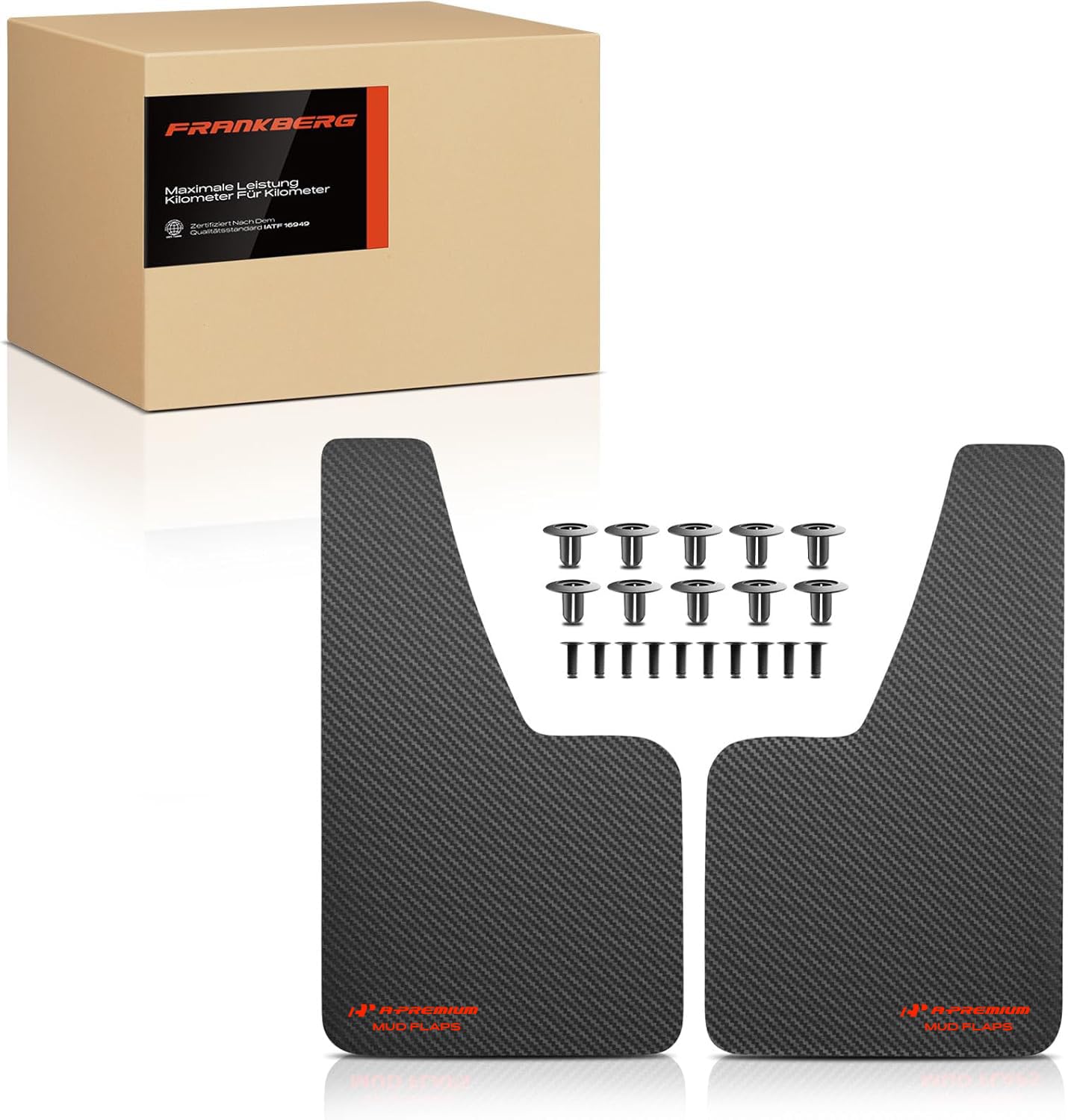 Frankberg 2X Universal Mud Flaps Fender Mud Guard Front Rear Compatible with Cabriolet MPV Pickup Saloon Estate SUV Hatchback Coupe Lorries Black 358 * 208 mm