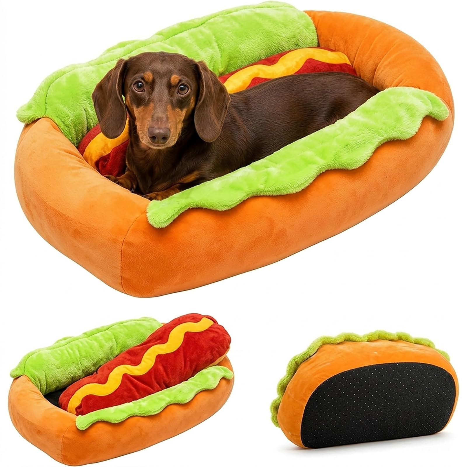 Generisch Hotdog Hundebett für kleine Haustiere, Hotdog Schlafplatz weich，M