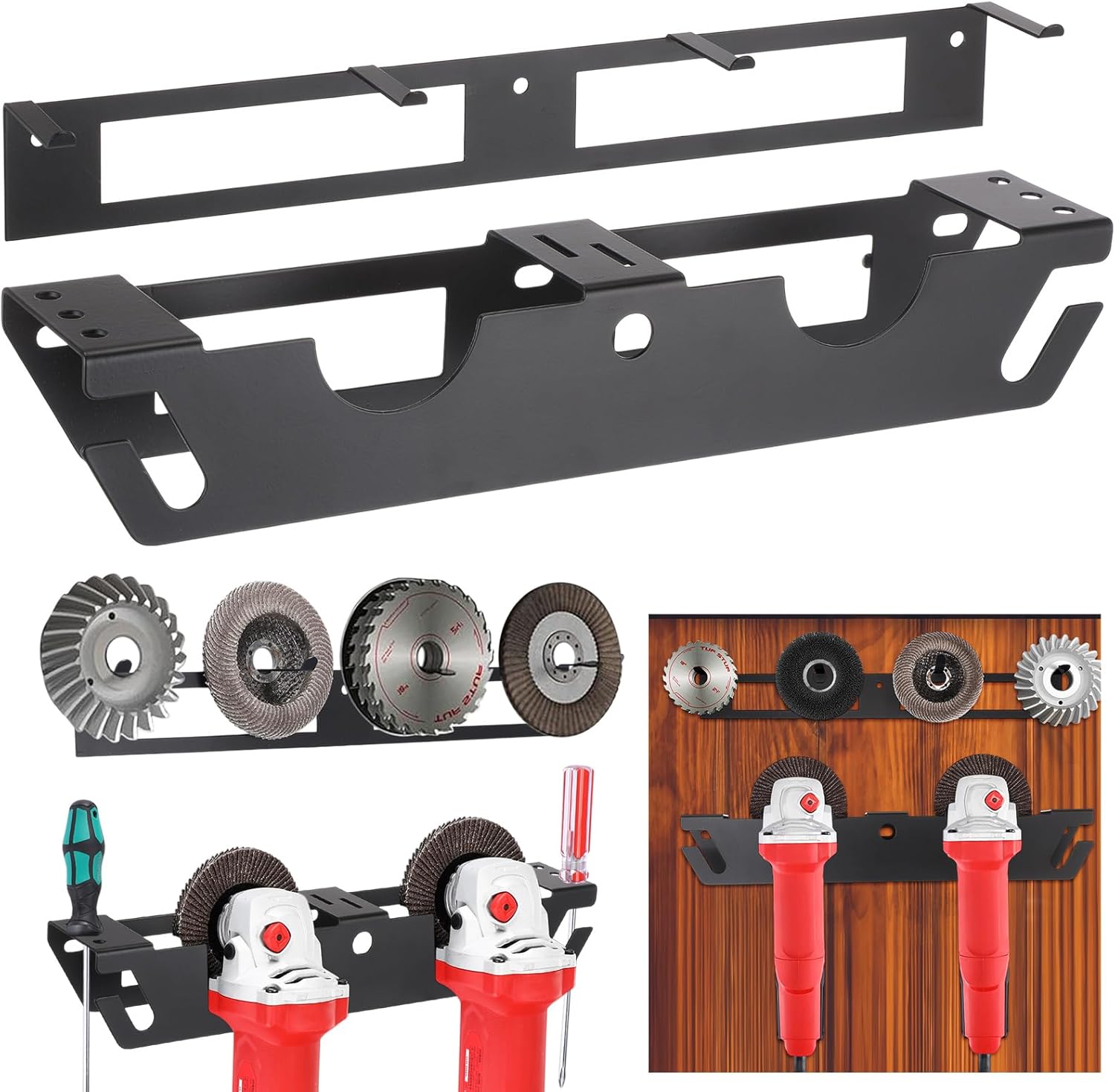 Angle Grinder Holder with Discs Hook Rack Angle Grinder Tool Stand Rack Garage Wall Mount Organizer Bracket for Cutters Workspace Polishers Garage and Workspace