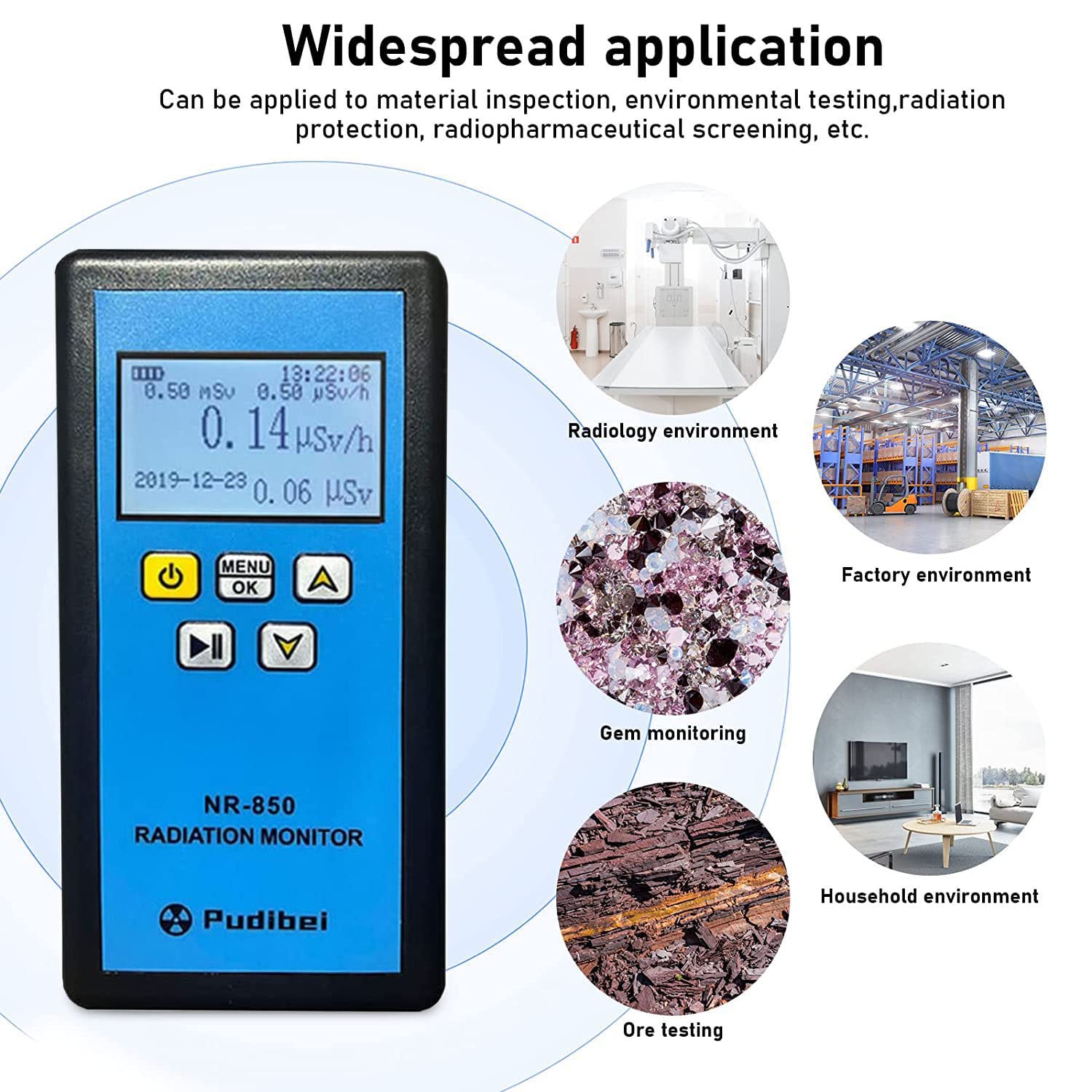 Handheld Nuclear Radiation Meter, Professional Geiger Counter Dosimeter Portable Radioactive Detector for X Y Beta Gamma Rays, Electromagnetic Field Tester