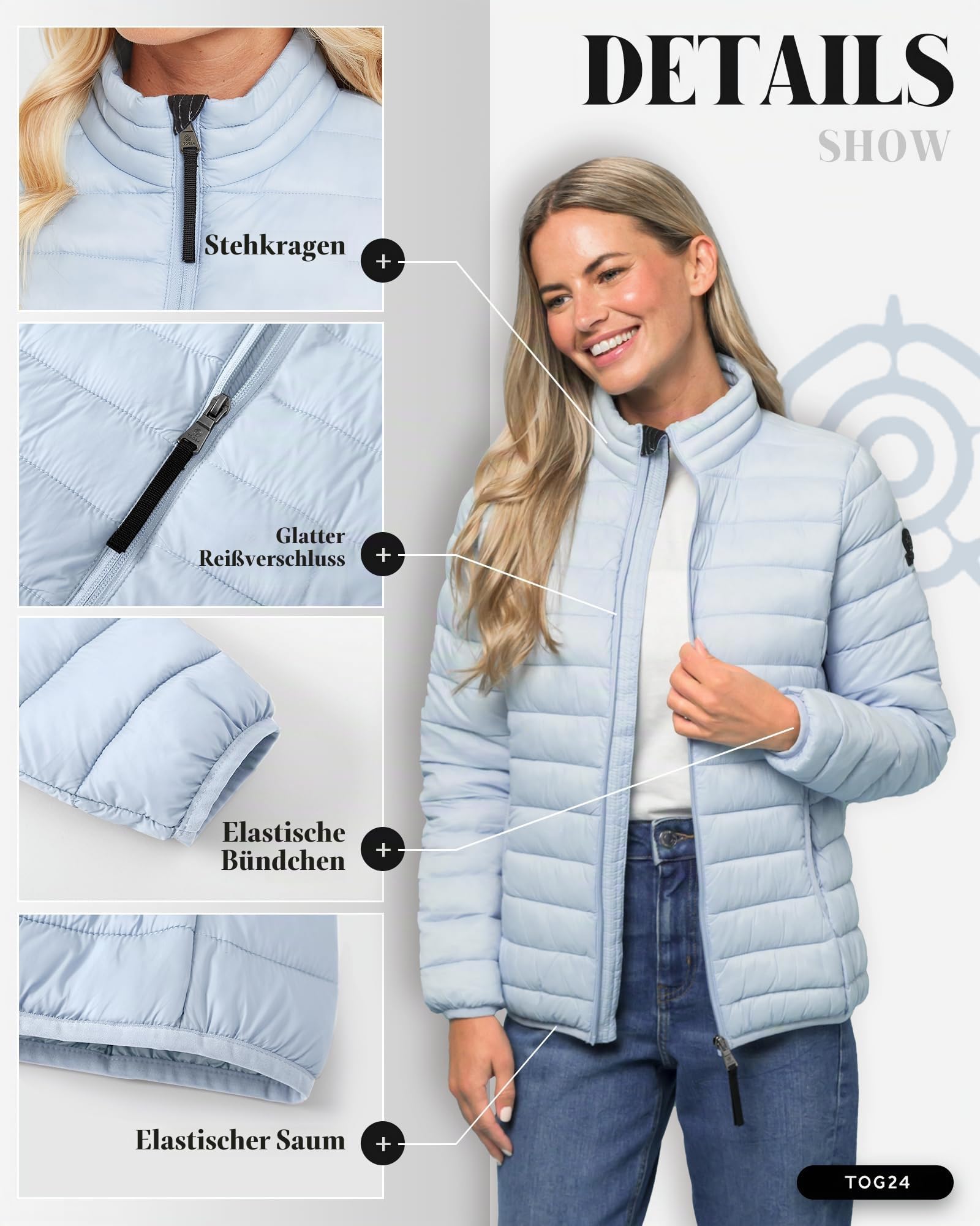 TOG24 Gibson Damen Steppjacke Leichte Winterjacke Wasserfeste Padded Puffer Jacke Warme Übergangsjacke Outdoor für Freizeit Wandern Reisen