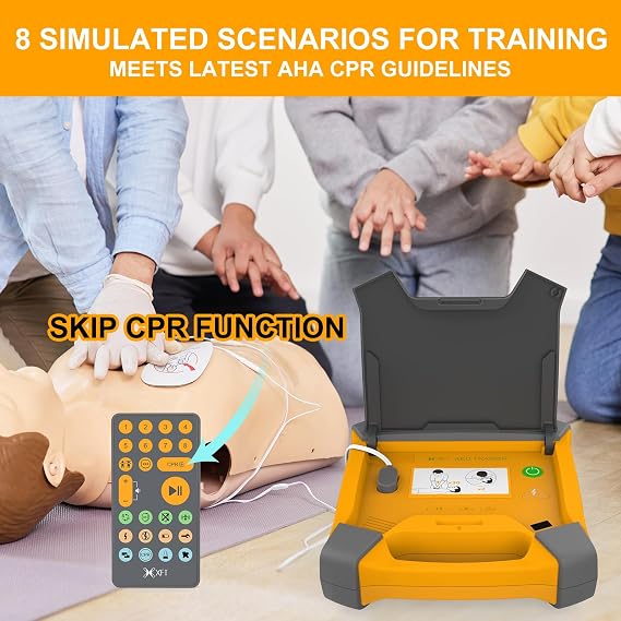 AED Trainer, XFT AED Training Kit CPR Equipment Training Device Automatic External Defibrillator Simulator, AED Trainer Professional for First Aid Trainee Beginner XFT-120GA (Orange Version)