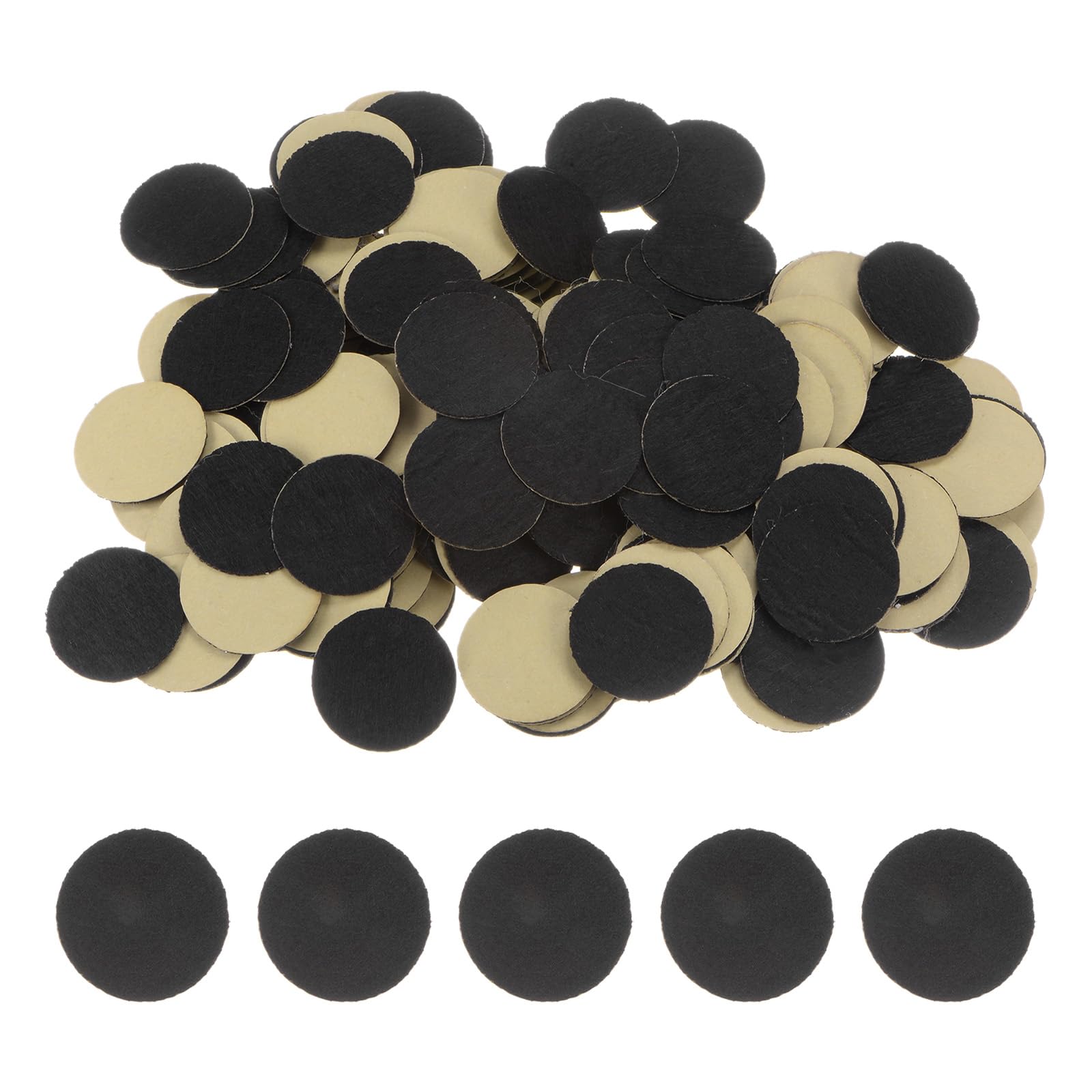 HARFINGTON 200pcs Round Adhesive Felt Circles, 30mm 1-1/4" Pre Cut Felt Craft Stickers Non-Woven Mini Felt Fabric Circles for DIY Sewing Handcraft Cut Projects Craft Finishing, Black