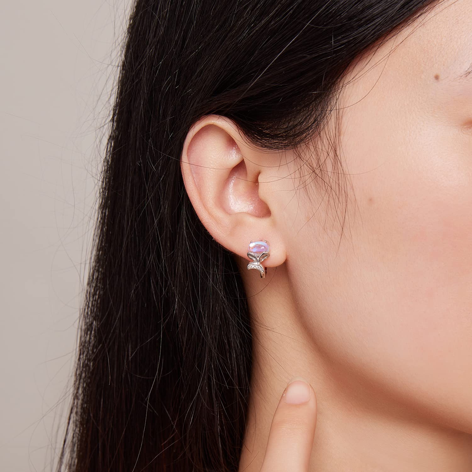 LLXYWJ Pendientes de aro hipoalergénicos con diseño de Zorro, Plata de Ley 925, Animal pequeño para Orejas, Mujeres, niñas y Amantes