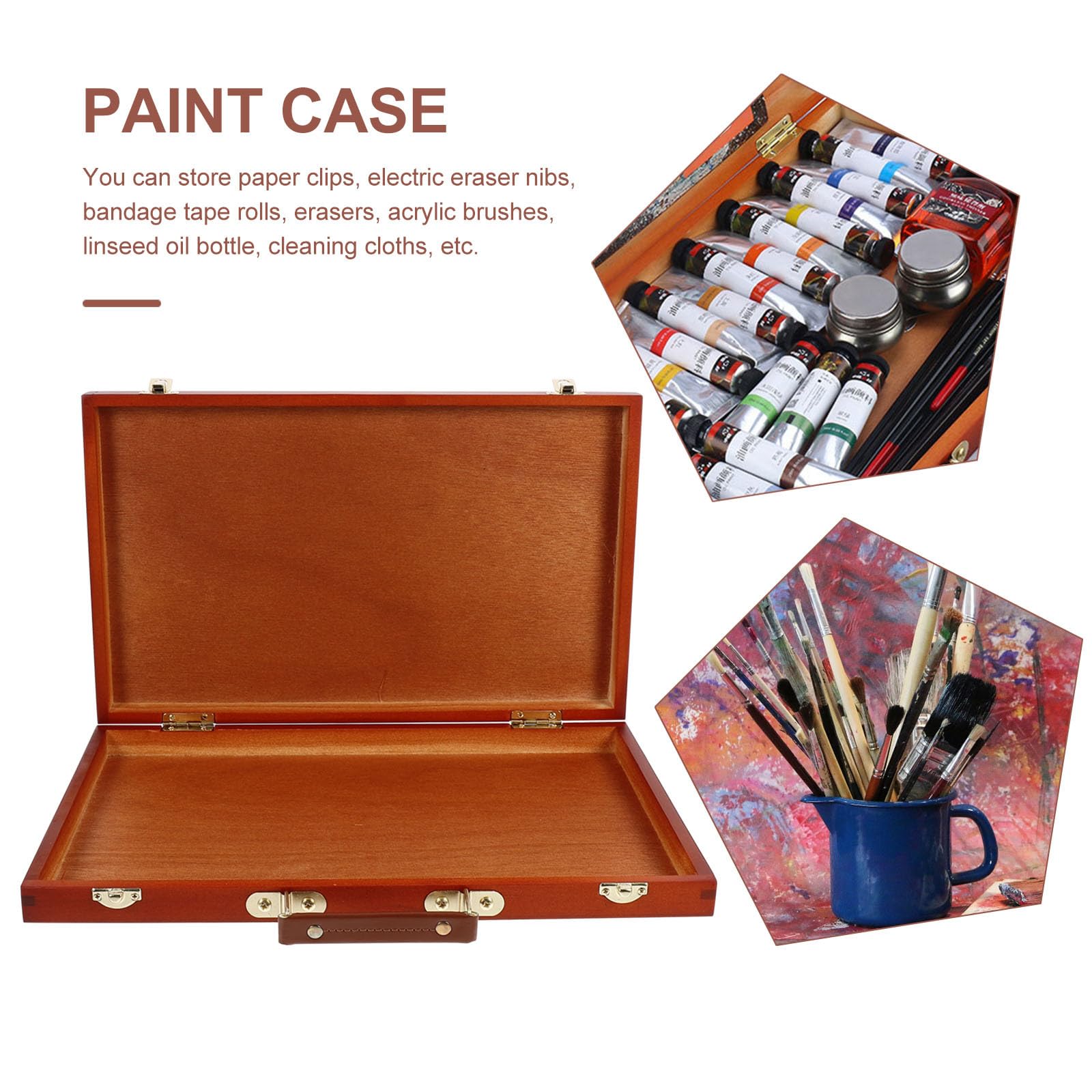 VILLCASE Estuche de Dibujo Portátil de Madera Cierre y Asa Duradera, Caja de Almacenamiento de Pinturas Ligera para Herramientas de Pintura Segura