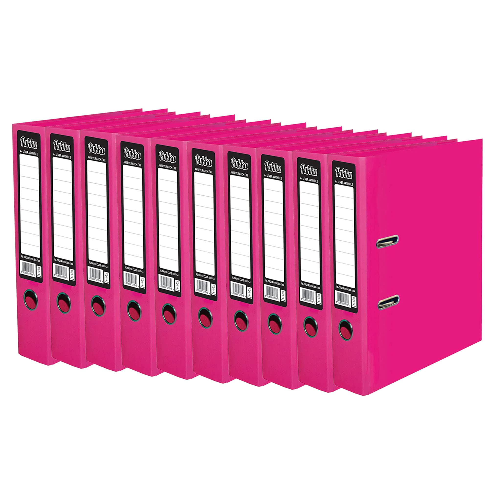 10 x Pukka A4 Glossy 2-Ring Lever Arch File School Work Office 75mm Spine File Organiser (Pink)