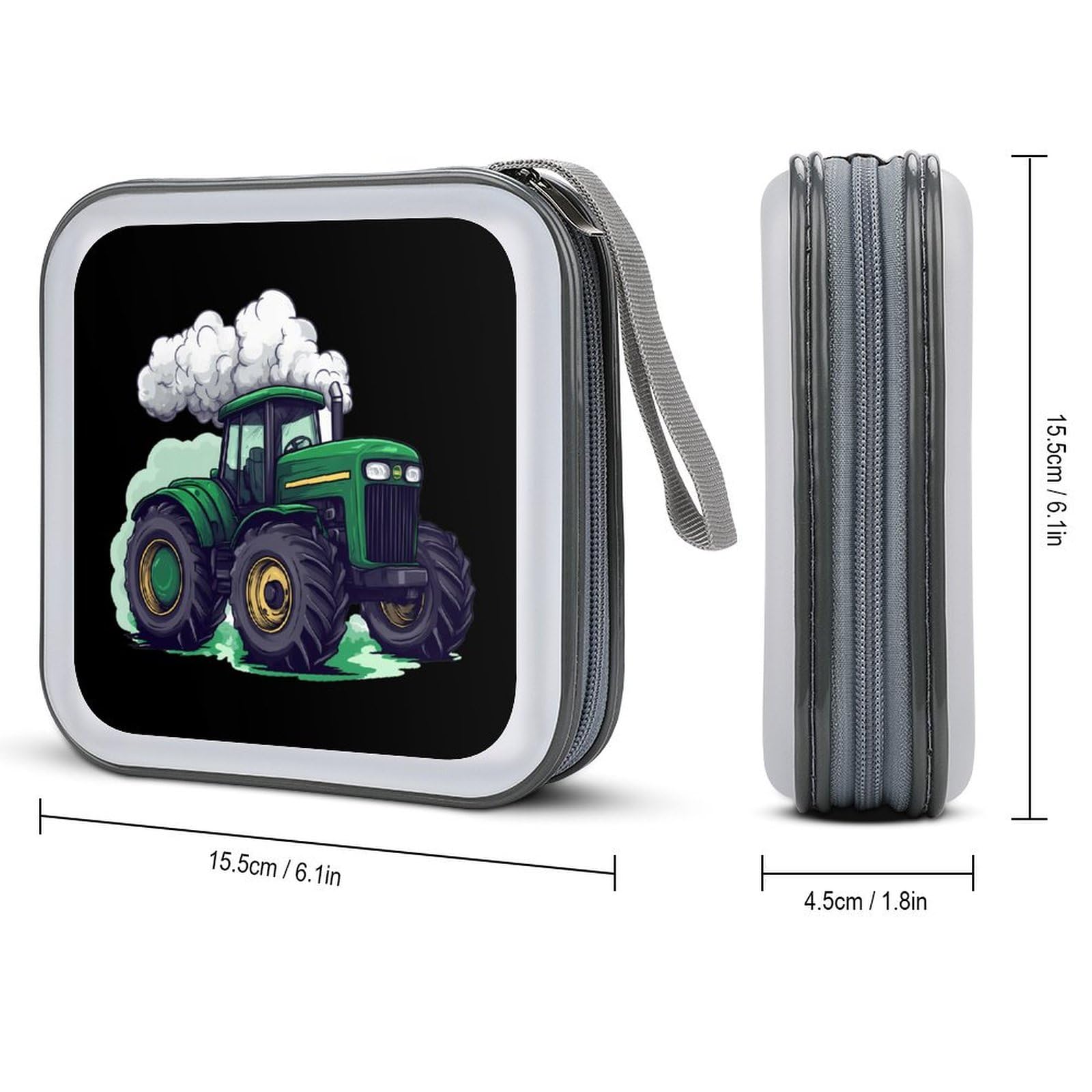 Tractor Green CD Case Portable DVD Holder Storage Organizer for Home Travel
