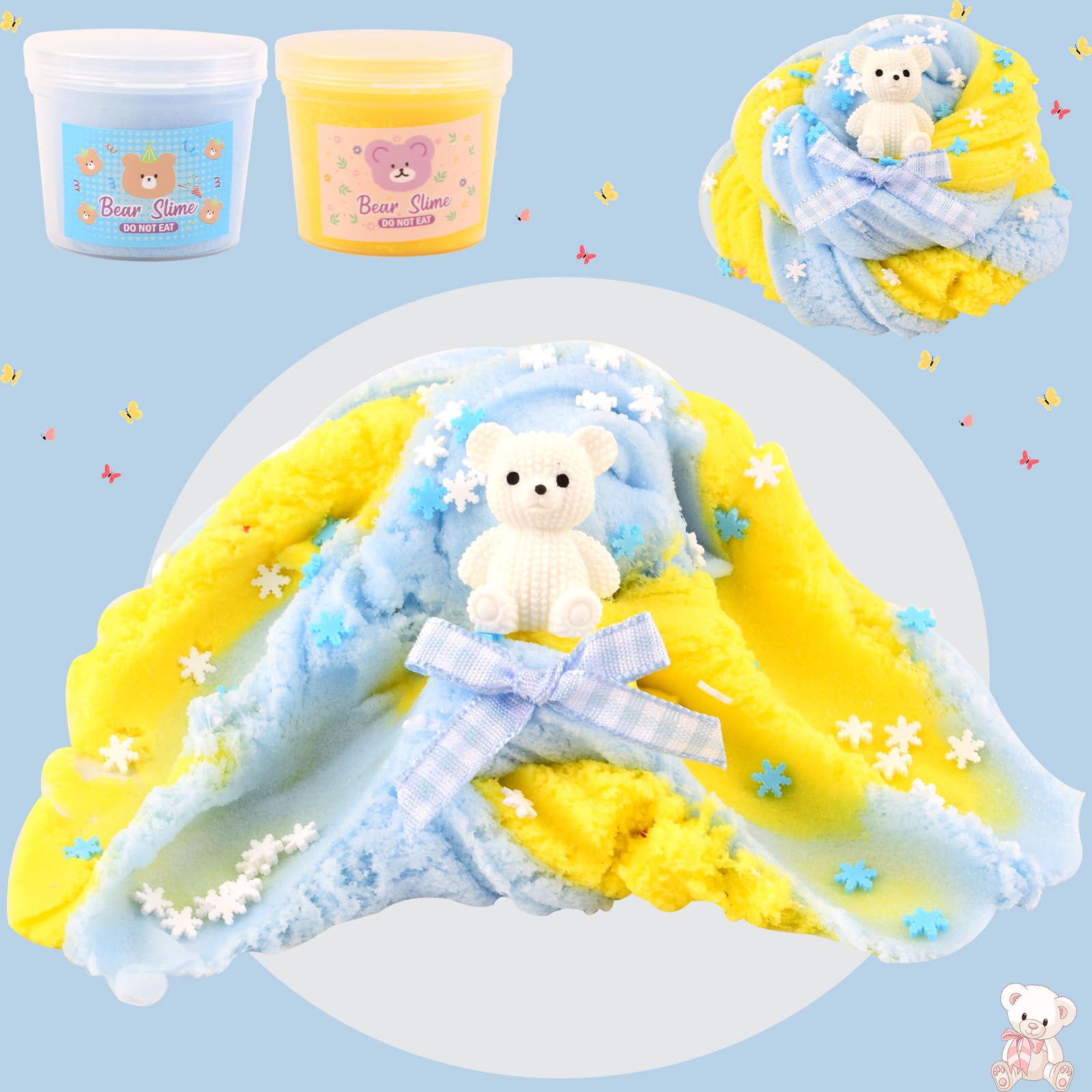 4 Pack Cloud Slime Kit, Cute Bear Fluffy Slimes Kits for Kids Soft & Non-Sticky, Party Favors, Goodie Bag Stuffers - Image 4