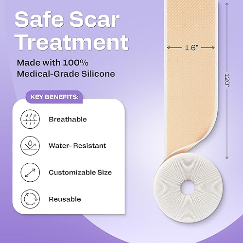 Miniatura 5 de AWD - Tiras de cinta de silicona precortadas para cicatrices, 120 pulgadas de longitud total, cinta de cicatrices de grado médico para cicatrices
