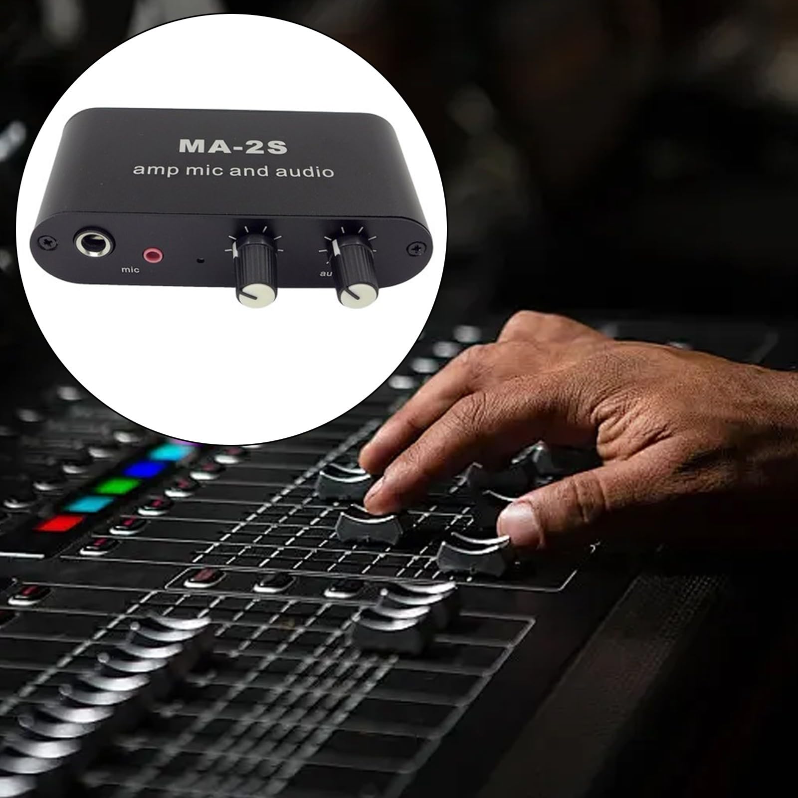 MA2S Preamp Small Stereo Sound Preamplifier Boosts Dynamic Mic 75X for Podcast Streaming Feature 3 Output Port