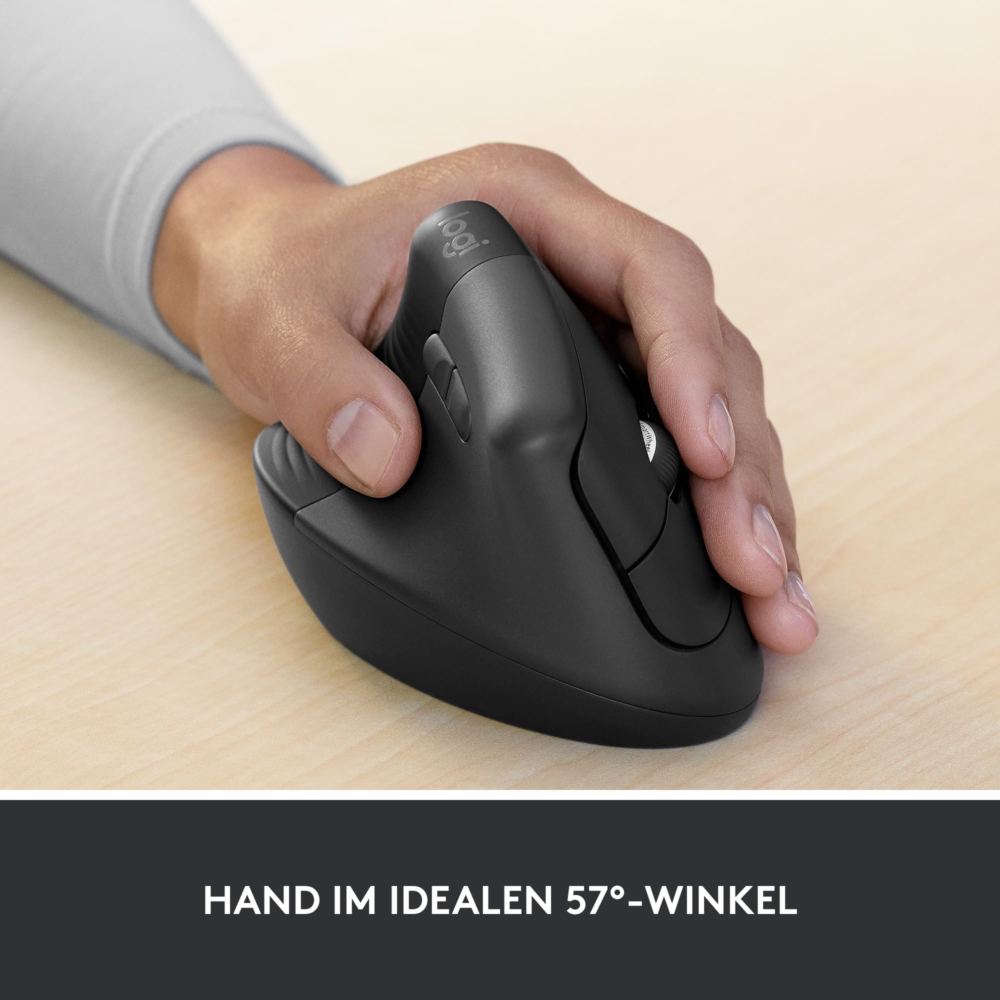 Logitech Lift for Business Left, vertikale ergonomische Maus – für Linkshänder, kabellos, Bluetooth oder gesicherter Logi Bolt USB, leise Klicks, Windows/Mac/Chrome/Linux – Grafit, Small, 910-006495