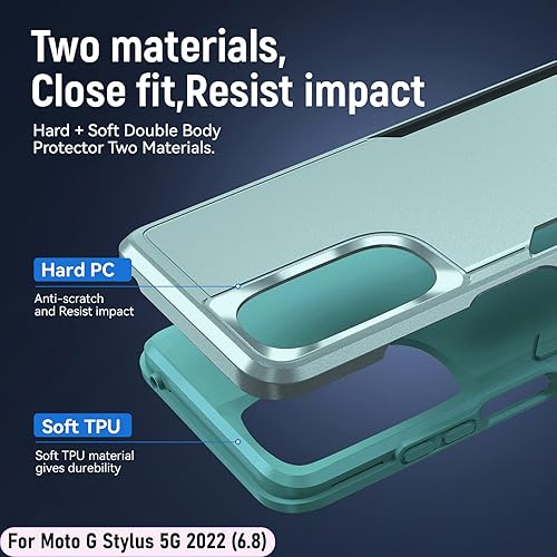 Miniatura 10 de LMDAMZ Funda híbrida de doble capa de grado militar resistente a los golpes para Moto G Stylus 5G 2022 de 6.8 pulgadas con 1 soporte magnético para