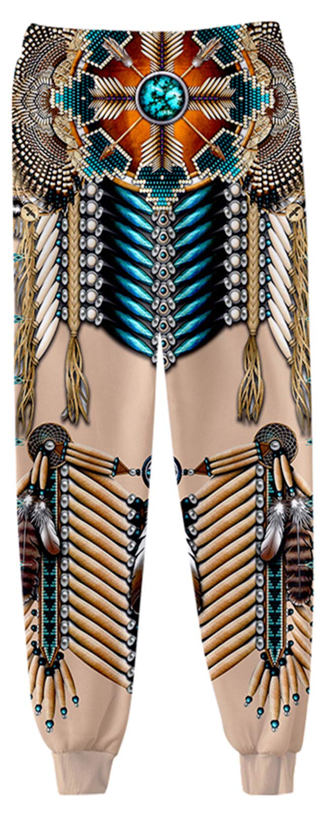 SIAOMA Native American Pants Unisex Indians Elastic Waist Jogger Trousers(Brown Circle,X-Large)