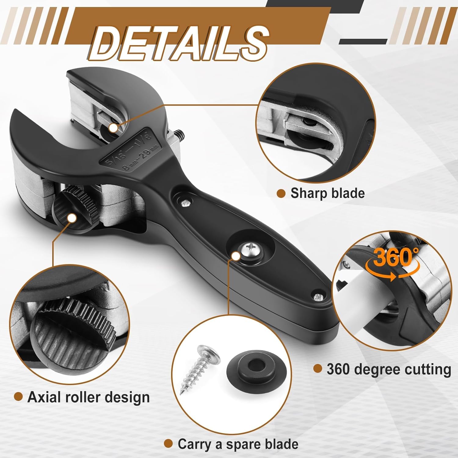 Pipe Cutter Tool, 6 to 23mm Tubing Cutter Copper Pipe Cutter - Image 2