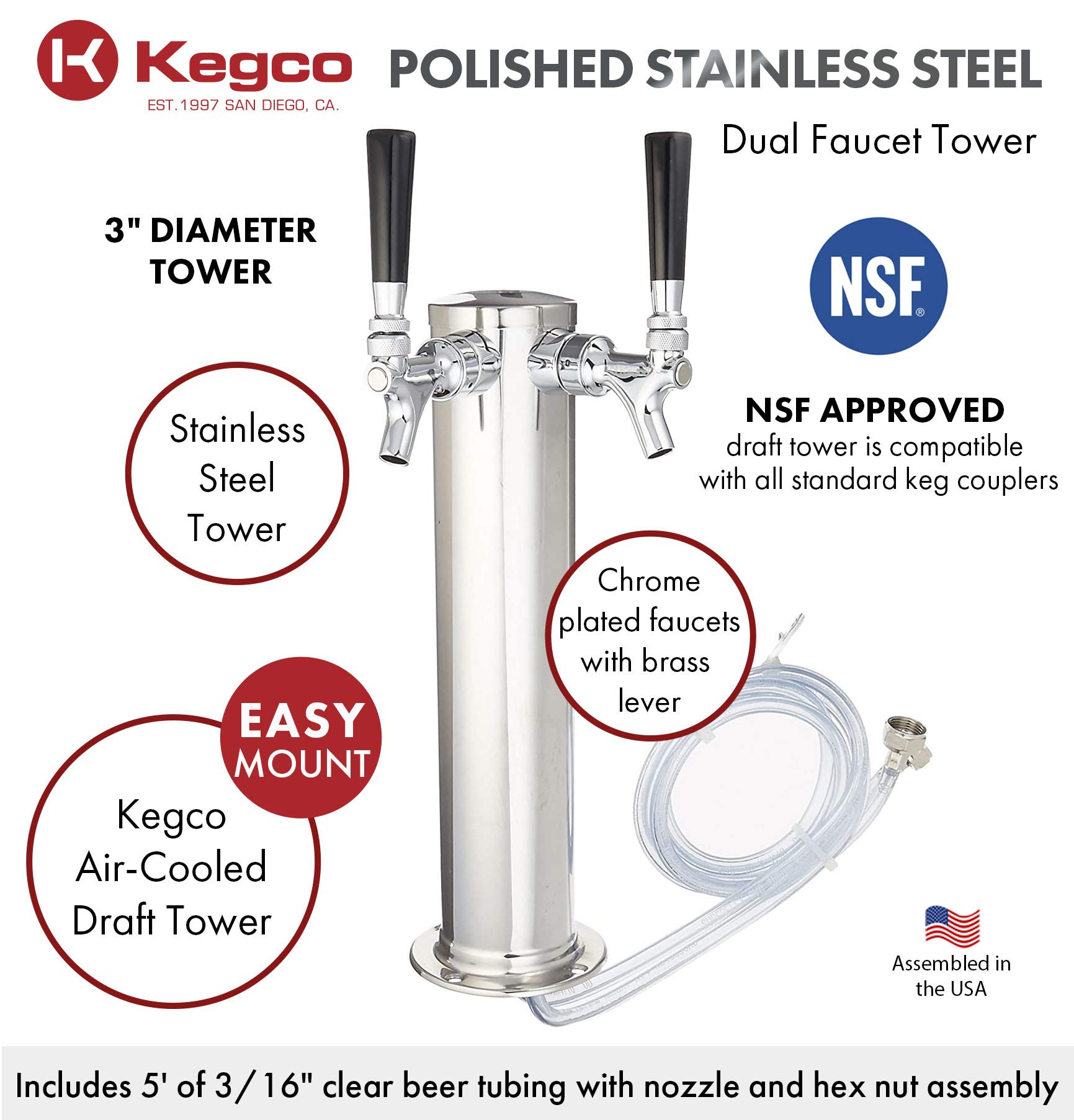 Amazon.co.jp: Kegco 3PD4743DT-SS ドラフトタワー 2タップ ステンレス