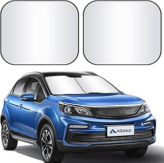 ARANA 2-Piece Car Windshield Sun Shade Cover Foldable Retractable Automotive Car Sun Shield Windshield Sunshades Front Window Sun Protection Shield Blocks 99% UV Rays Sun Heat, Standard Size 28"×31"