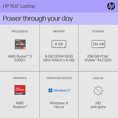 Miniatura 2 de HP Laptop de 15.6 pulgadas, para Stundet y Business, ultra delgada, AMD Ryzen 3 5300U (Quad Cores, Beat i5-1035G1) 12 GB de RAM, SSD de 512 GB,