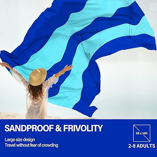 Miniatura 88 de Beach Blanket Oversized Extra Large 78" X 81",Waterproof Sandproof Beach Blanket 1-7 Adults Lightweight Durable for Travel Camping Hiking Picnic