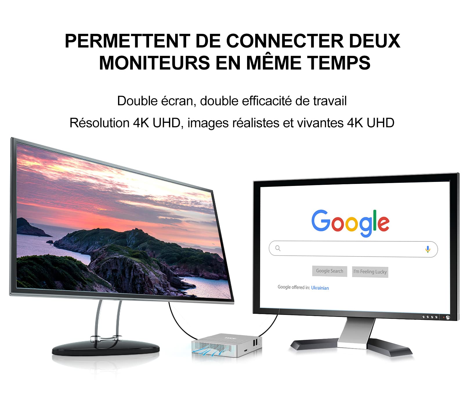 UXX Mini PC che supporta l'estensione SSD M.2 da 512 GB/2 TB, Celeron N3350 6 GB di RAM/64 GB eMMC Micro PC, Mini Computer Professionale 4K HD+VGA Doppio schermo, BT, WiFi, USB 3.0, LAN-Argento