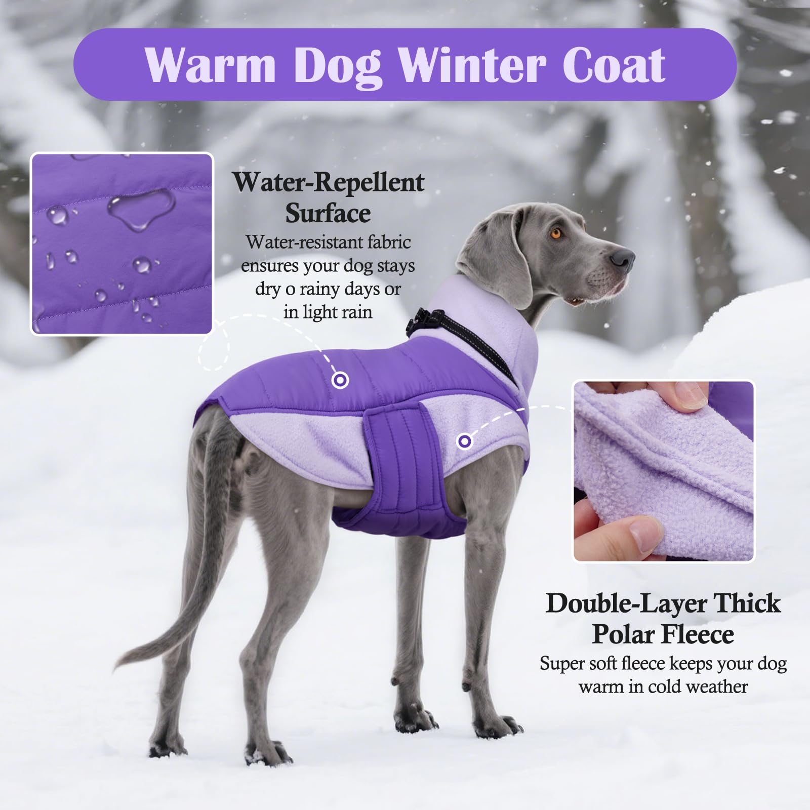 DENTRUN Cappottino per cani con imbracatura integrata, extra caldo, foderato in pile, impermeabile e antivento, nastro magico regolabile, adatto per pastore tedesco, husky, rosso, XXL