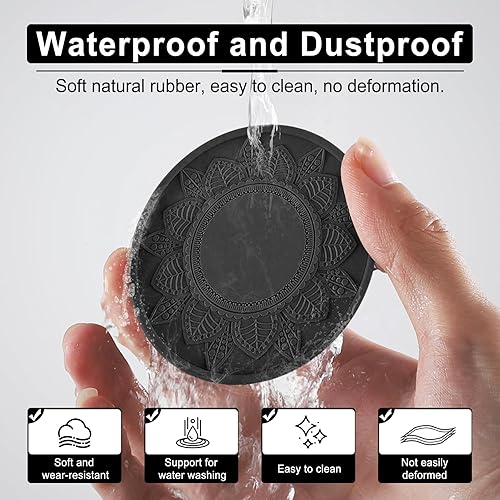 Miniatura 4 de SINGARO Portavasos para automóvil, 4 portavasos de silicona integrados en posavasos decorativos, portavasos antideslizantes universales, accesorios