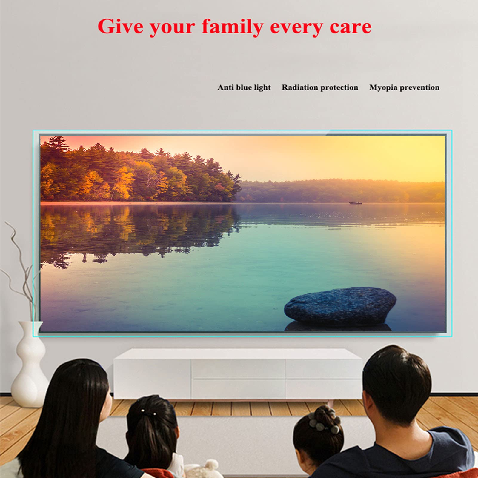 Folia ochronna na wyświetlacz TV, 32-75", filtr ochronny do oczu, akcesoria do telewizora, bez folii bąbelkowej, do LCD, LED, OLED i QLED 4K HDTV, 48" (1056 x 596 mm)