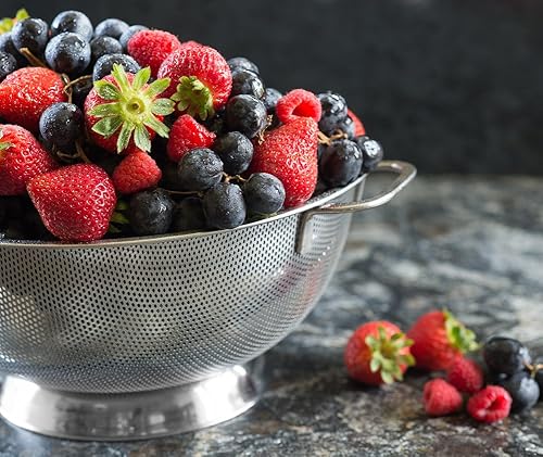 Miniatura 7 de Bellemain Juego de 2 coladores de metal de alta calidad de acero inoxidable 18/8, 5 cuartos de galón y 3 cuartos de galón